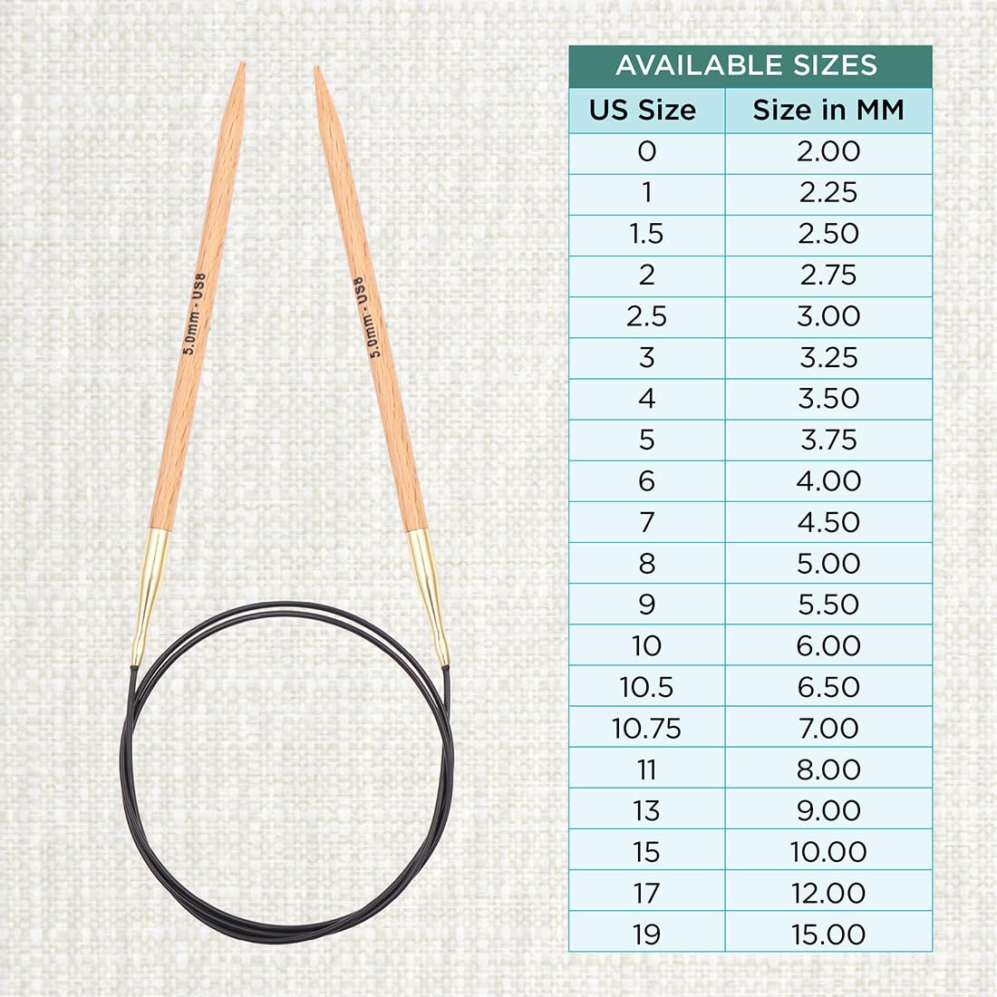 KnitPro Basix Beech Fixed Circular Needles - 5.00mm | 100cm Length 4