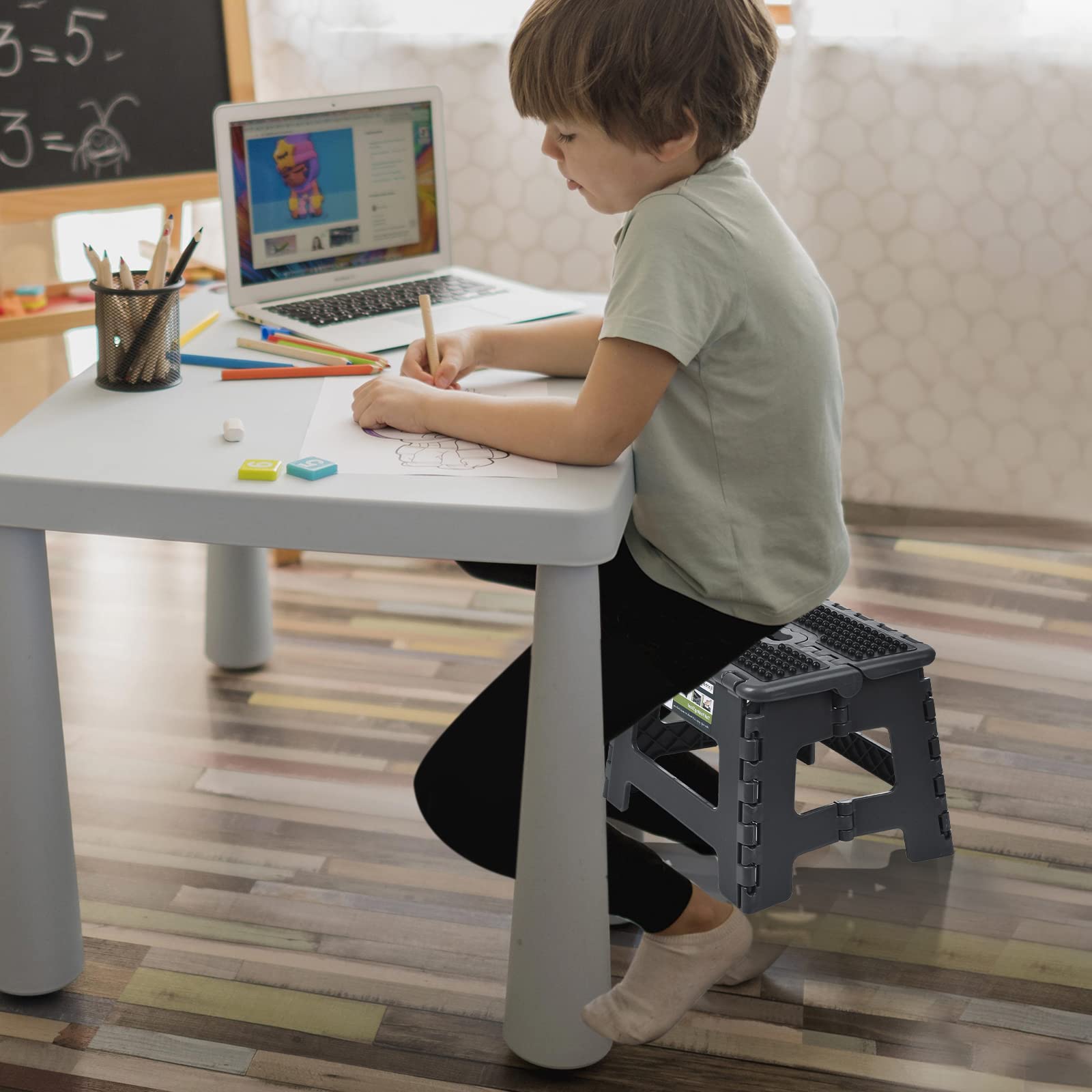 Rainberg Folding Step Stool - Small 9 Inch | Supports up to 150kg | Anti-Slip Plastic 3