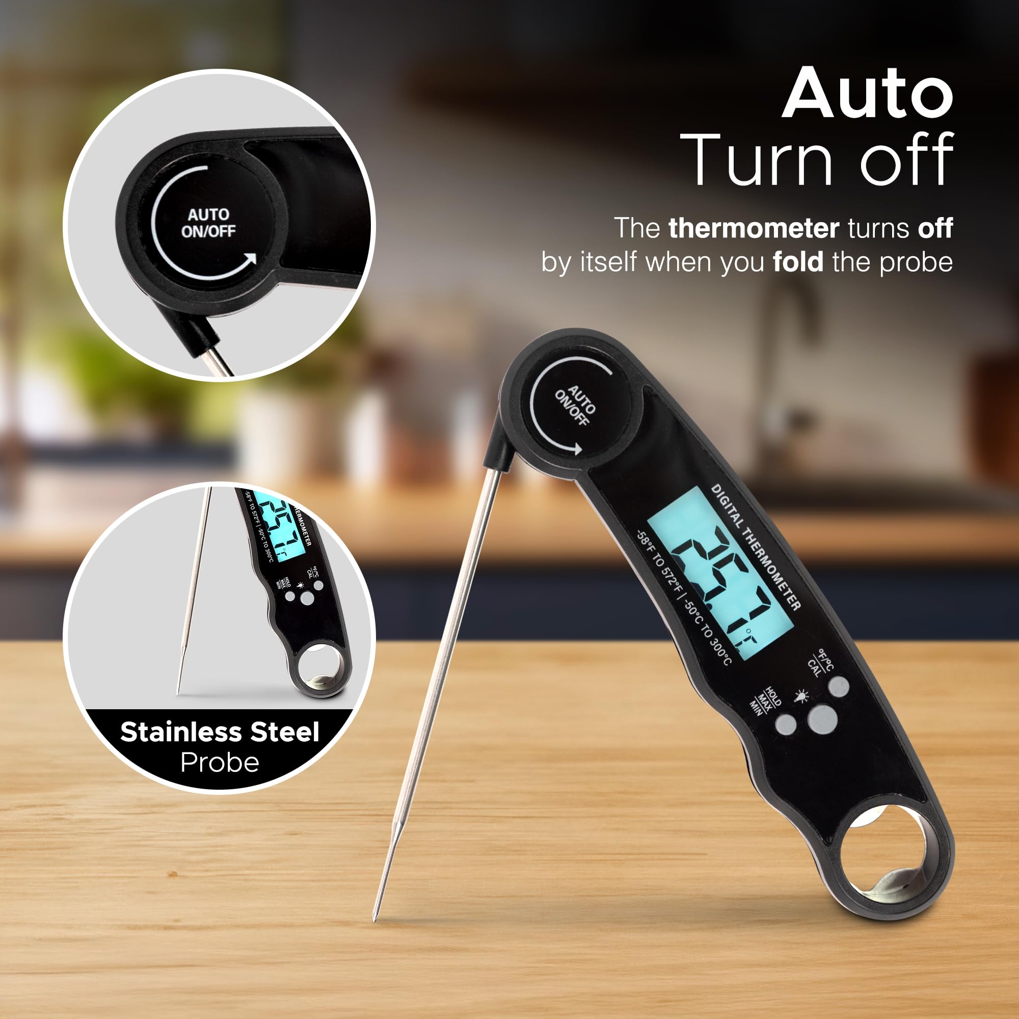 KEPLIN Instant Read Meat Thermometer - Foldable Probe, Backlight LCD, 0°C to 150°C Range 8