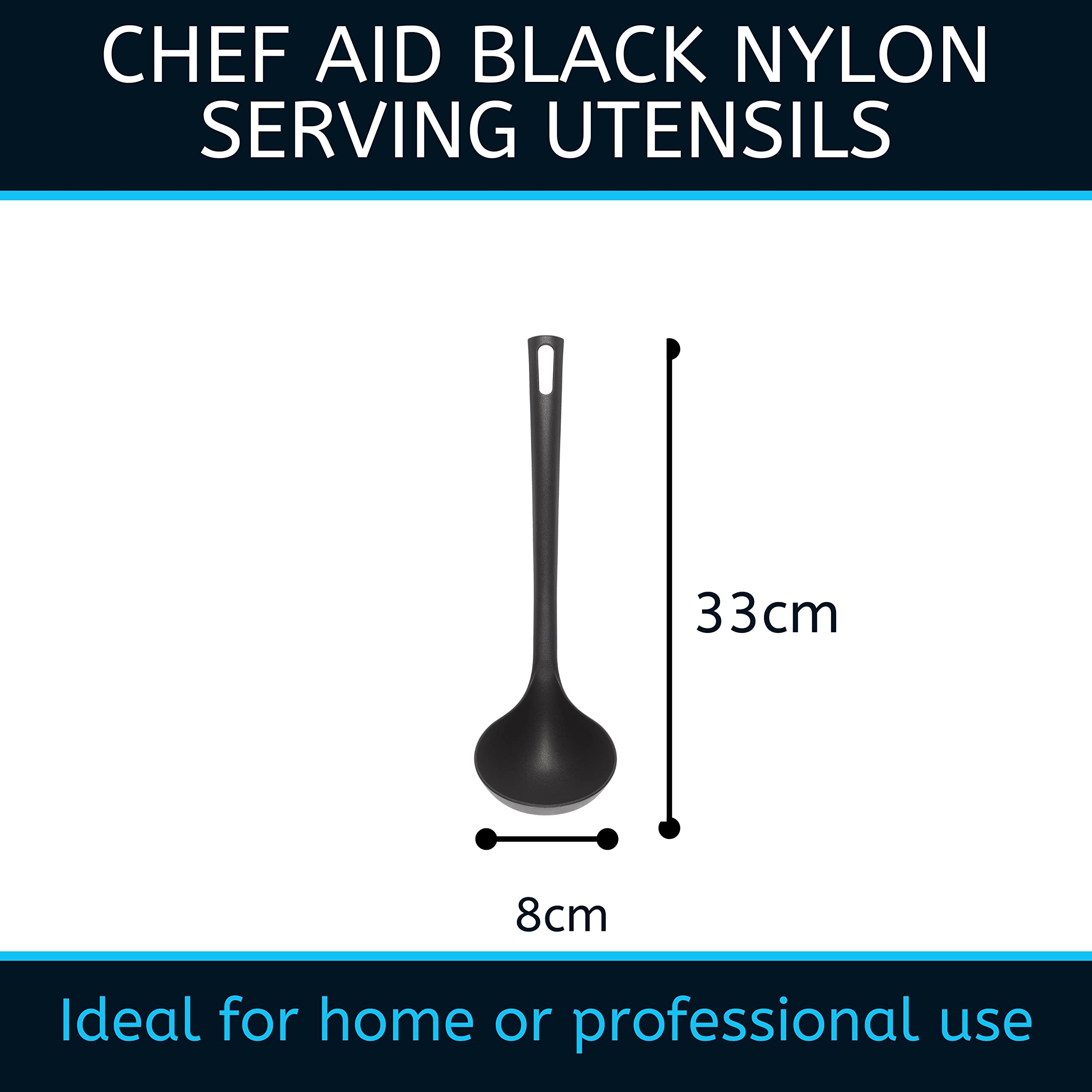 Chef Aid Black Nylon Soup & Stew Ladle | BPA Free | Heat Safe to 210°C | Dishwasher Safe 3