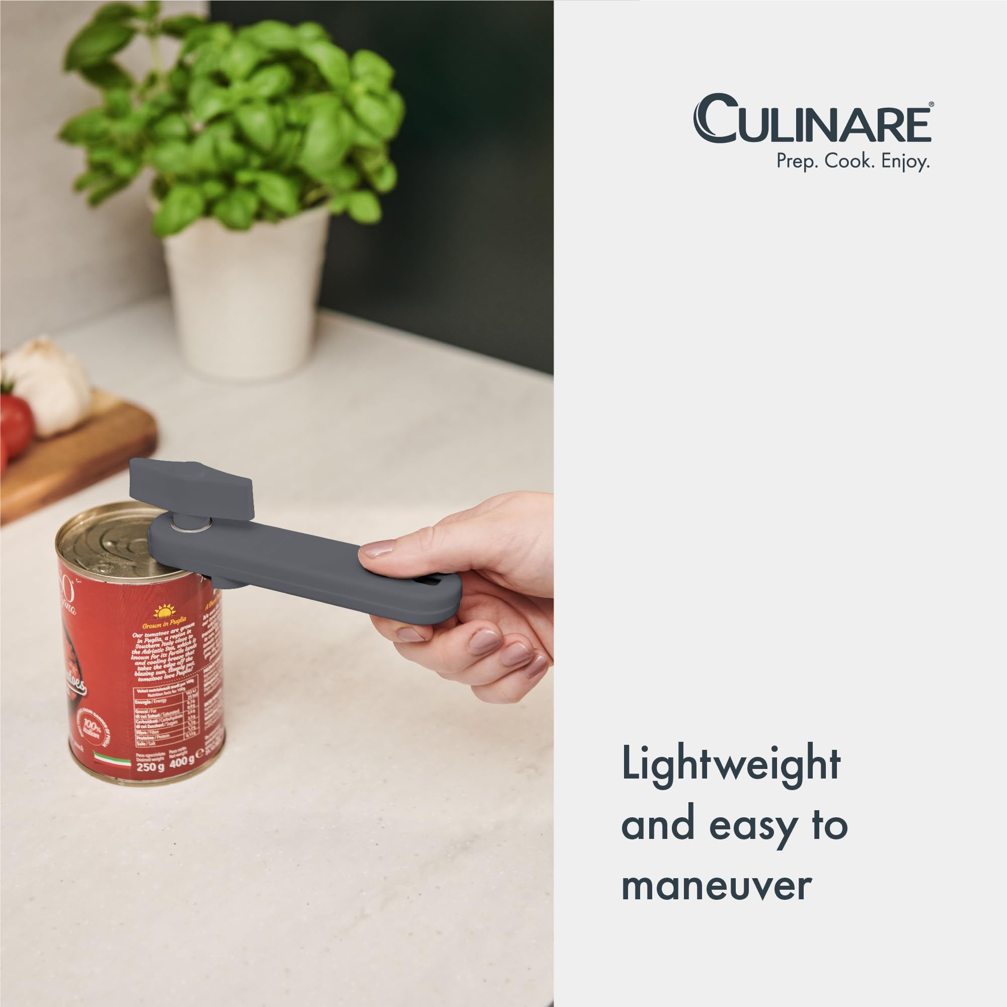 CULINARE Lift Off Tin Opener - Side-Cutting Mechanism | Grey Plastic/Stainless Steel | Manual Operation 6