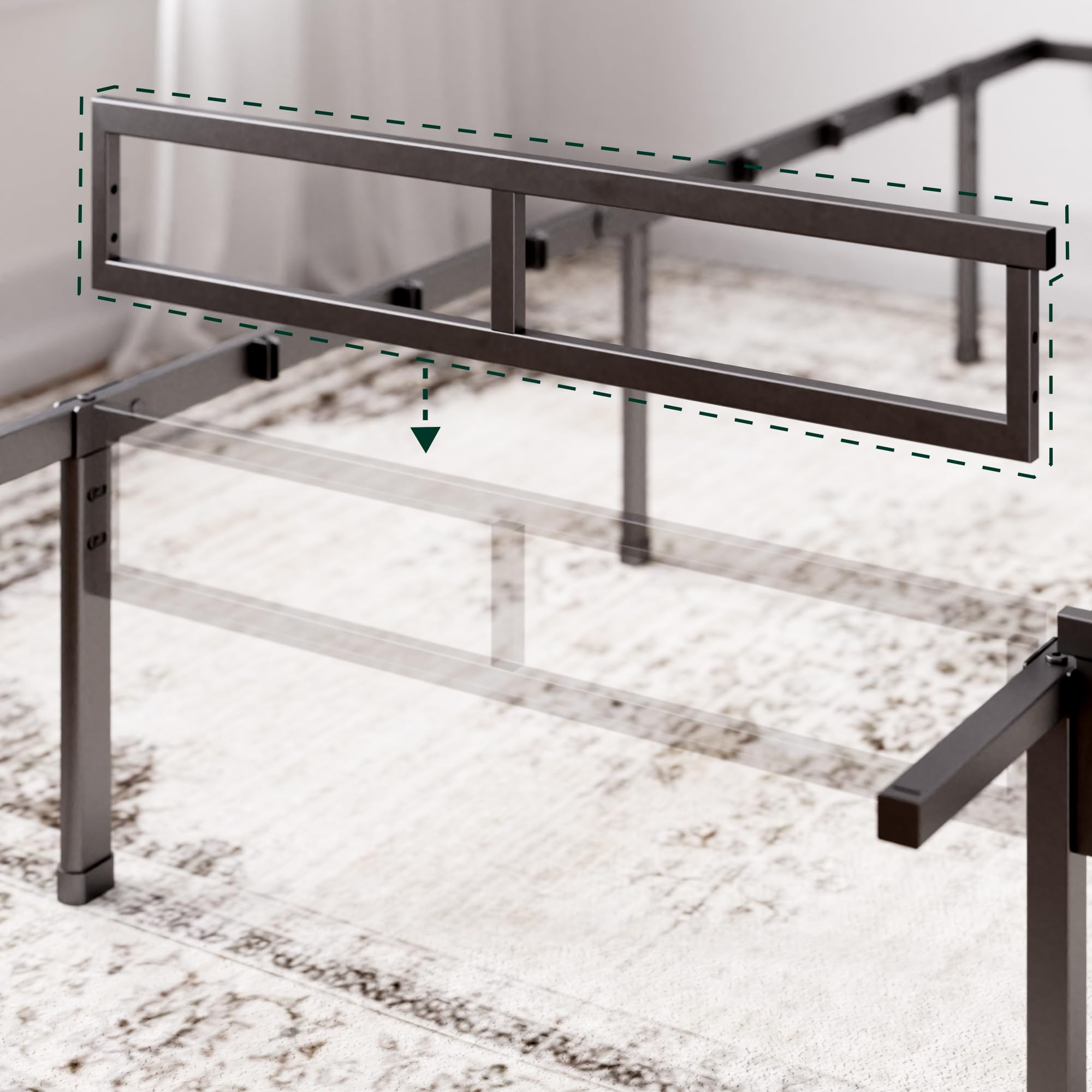 Zinus Justin Double Bed Frame - 4ft6 (135 x 190 cm) - 14.2'' Height - Metal 9