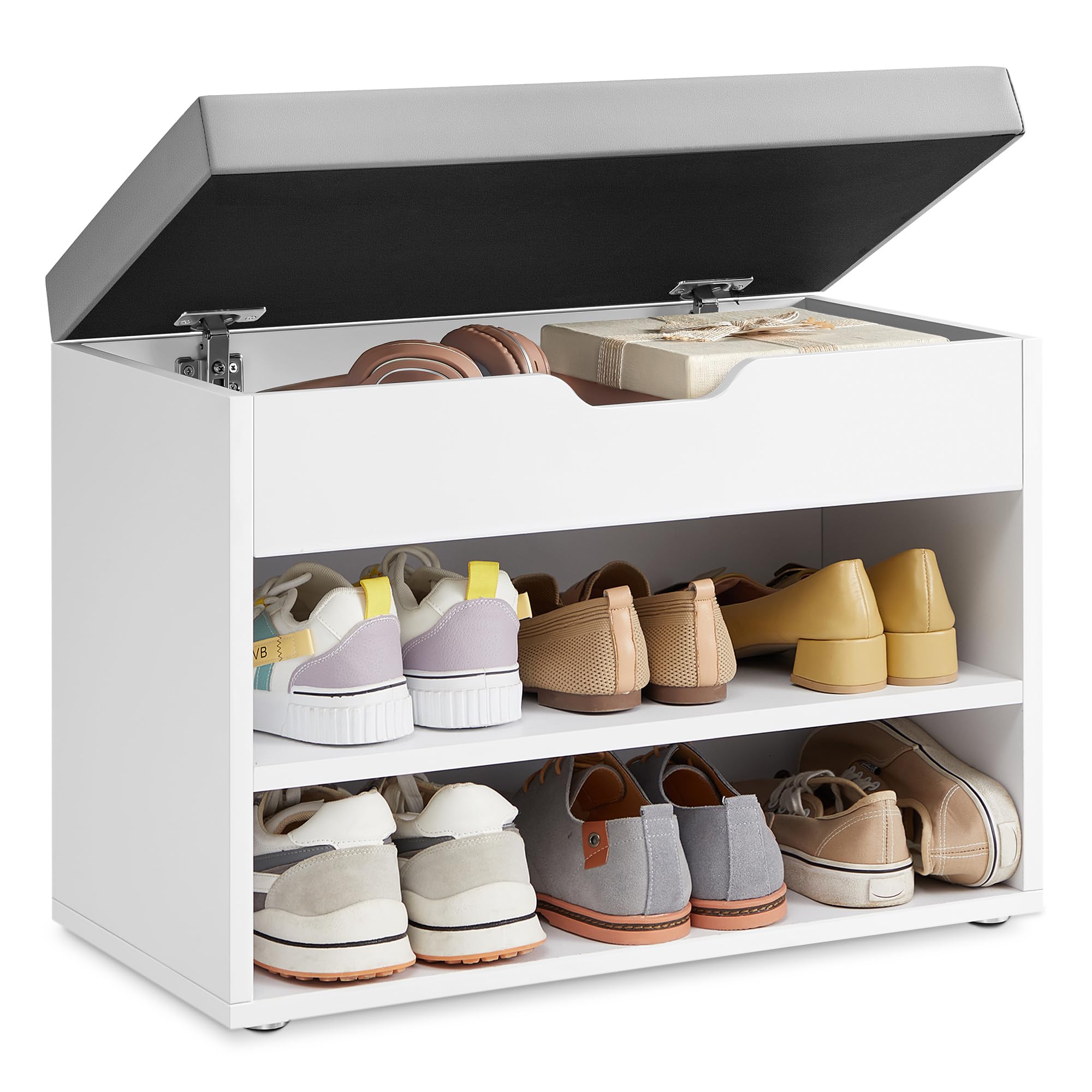 VASAGLE Shoe Storage Bench with Padded Seat | 30D x 60W x 44H cm | Supports 136 kg