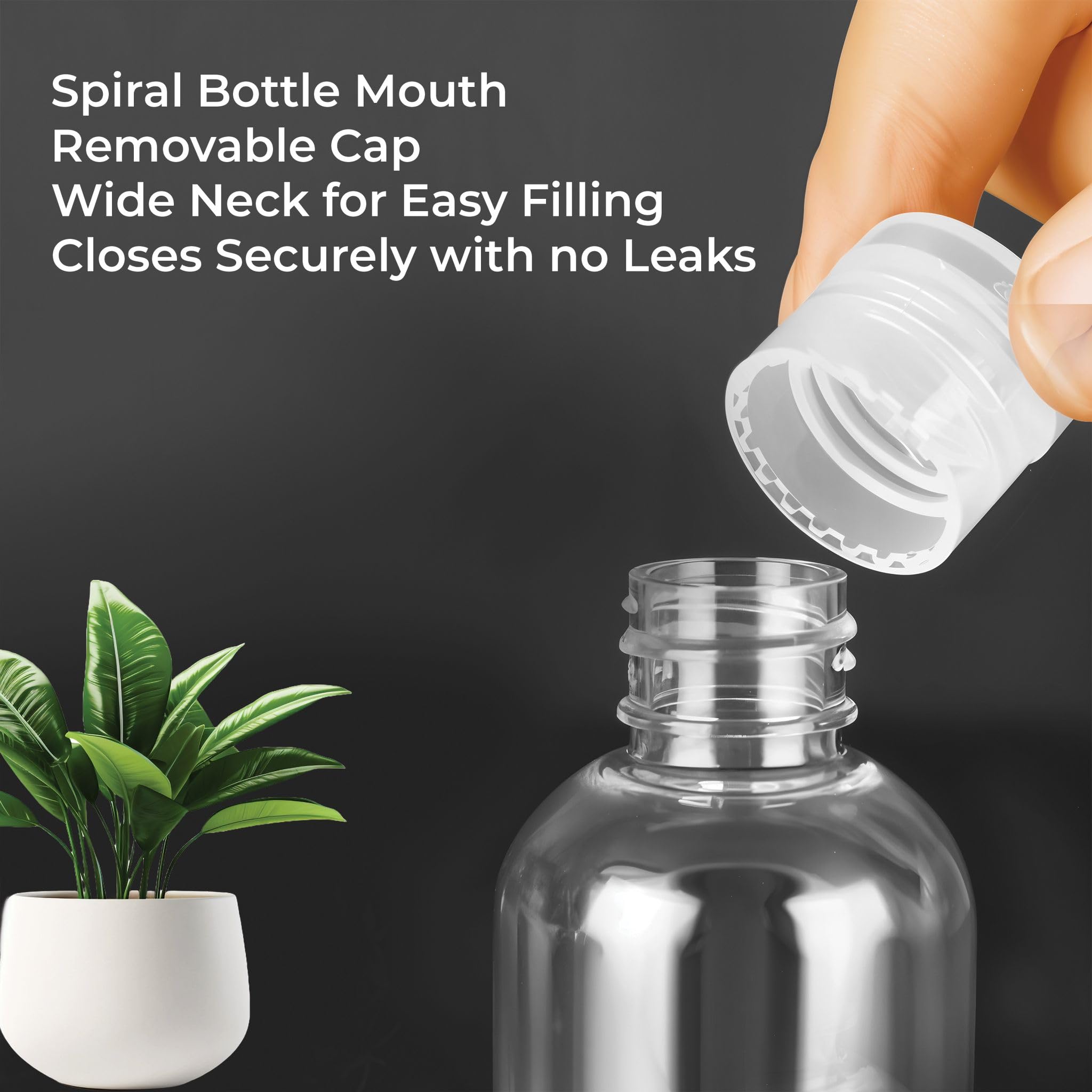 Palm Safe 10 Pack 100ml/3.5oz Clear Plastic Travel Bottles | Leak Proof Flip Cap | PET Plastic 5