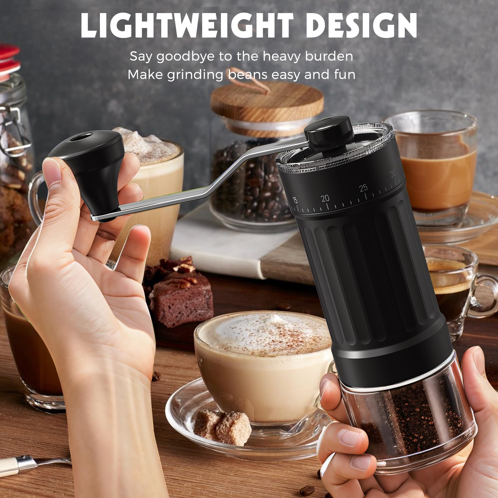 Woobroo Manual Coffee Grinder - 40 External Adjustment Settings | Ceramic Core | Black 7