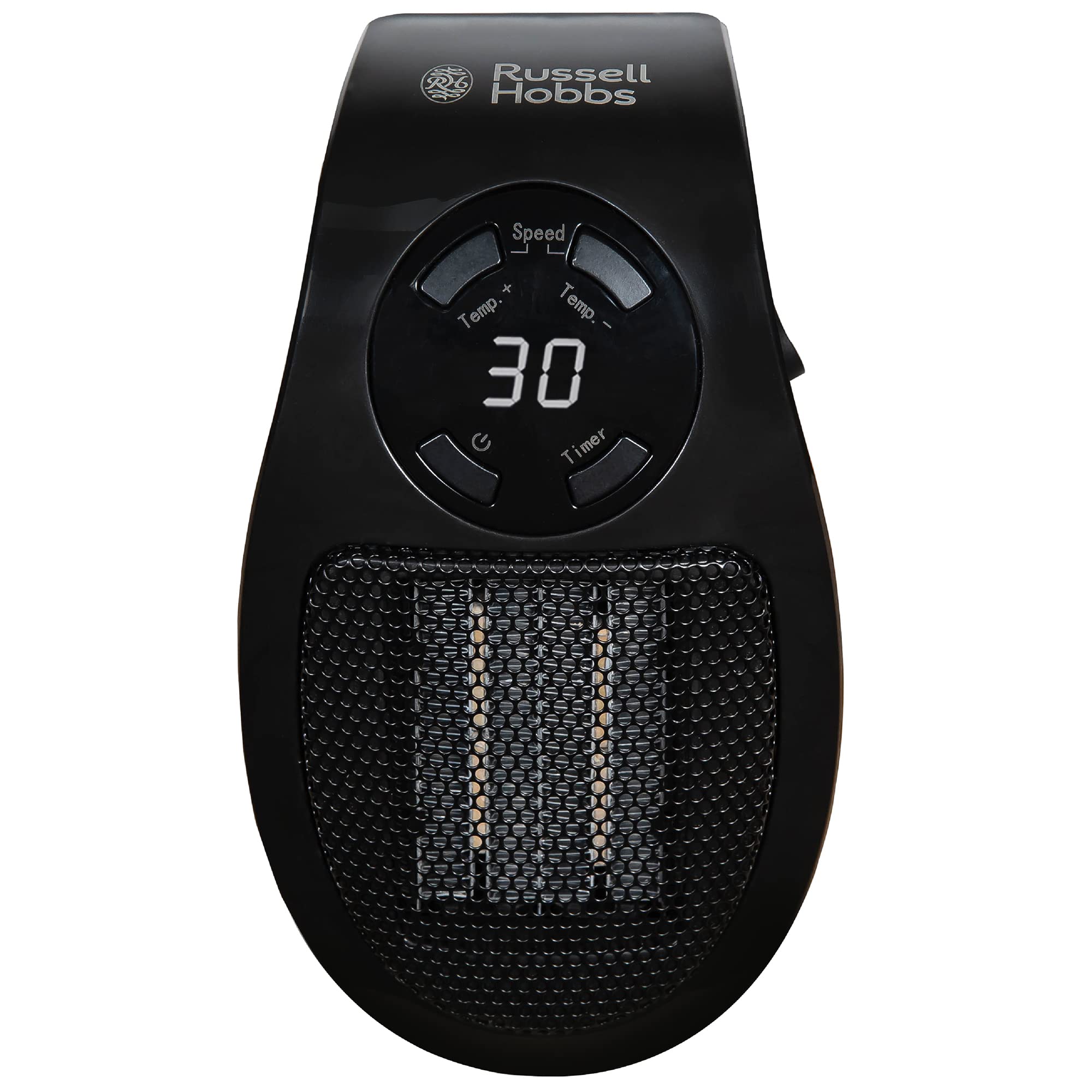 Russell Hobbs 500W Ceramic Plug Heater - Adjustable Thermostat | 15°C-30°C | 2 Fan Speeds 10