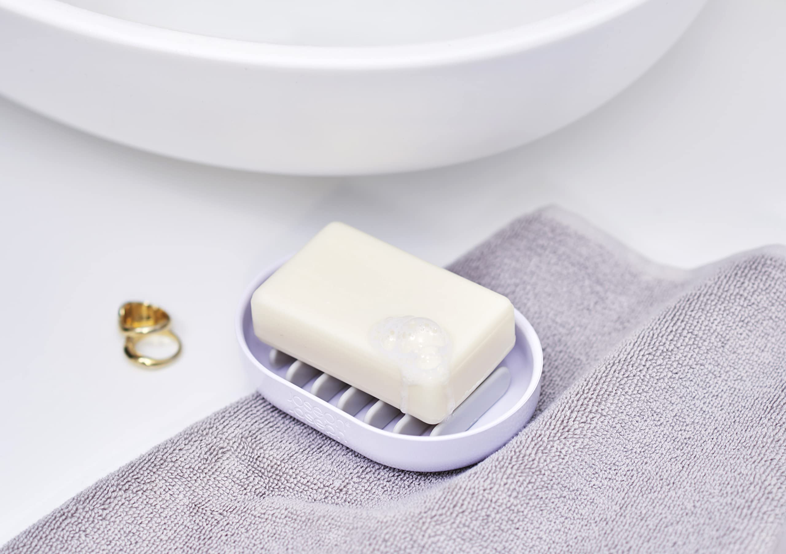 Joseph Joseph Duo Quick-drain Soap Dish Holder with Removable Drying Rack | White ABS | 80x116x25mm 5