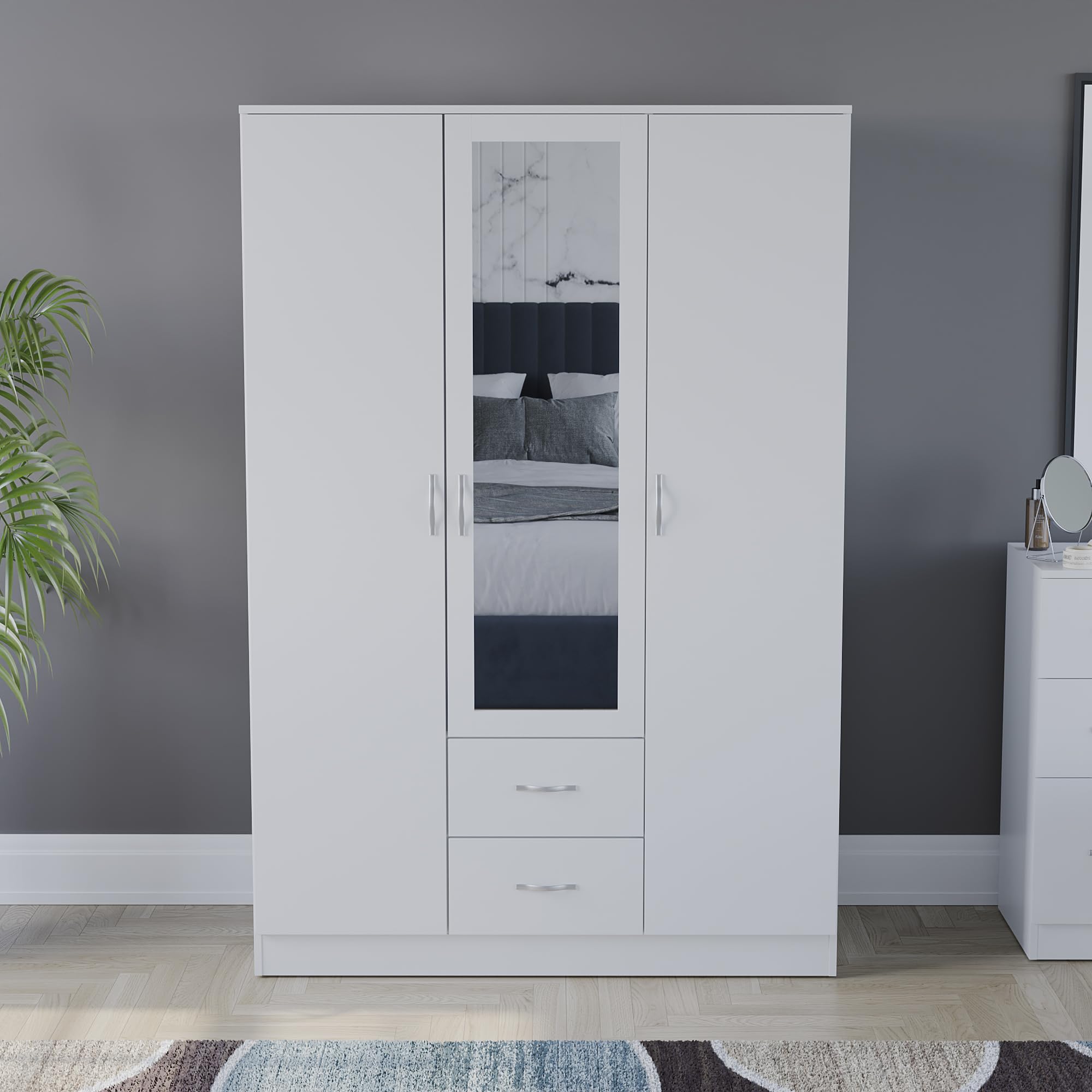 Vida Designs Riano Wardrobe - 3 Door Mirrored | Engineered Wood | 170x115.4x47 cm 3