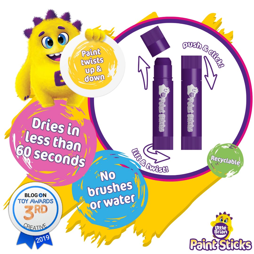 Little Brian Paint Sticks - 6 Pack Assorted Pastel Colours | Quick Drying | Mess-Free 4
