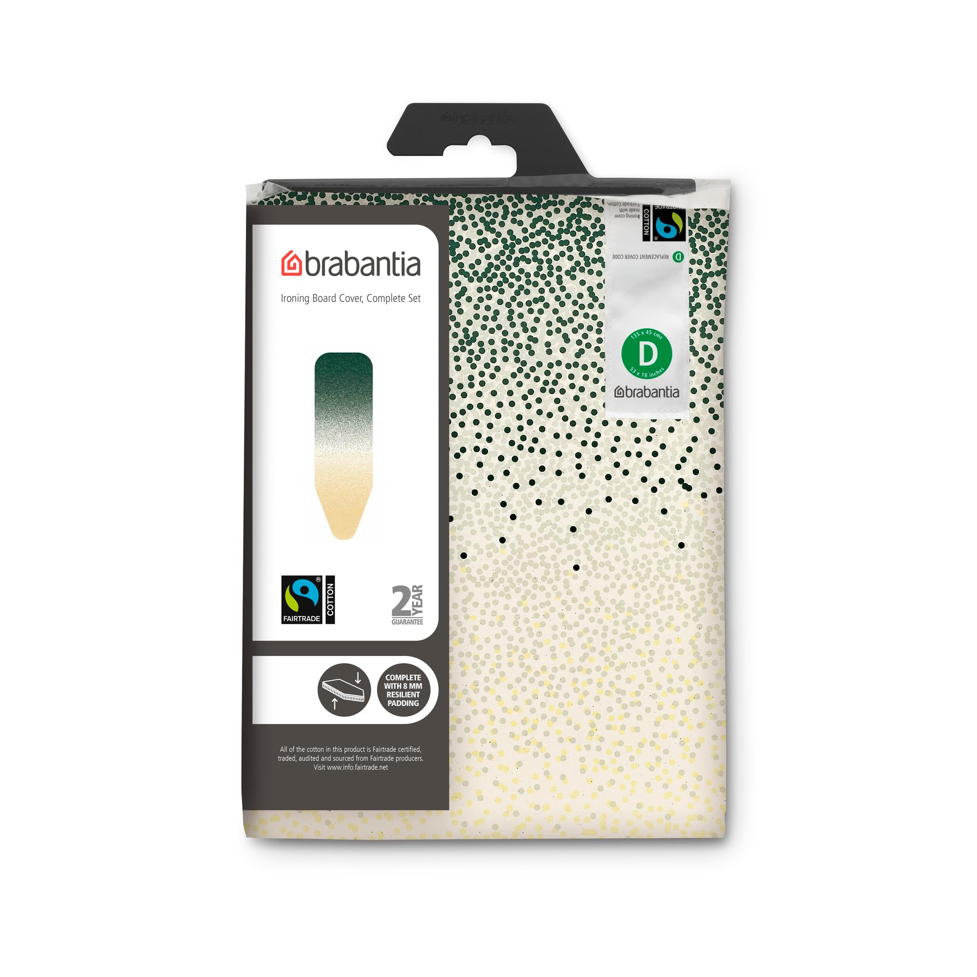 Brabantia Ironing Board Cover D - 8mm Foam Padding, Fairtrade Cotton | 135 x 45 cm | New Dawn 5