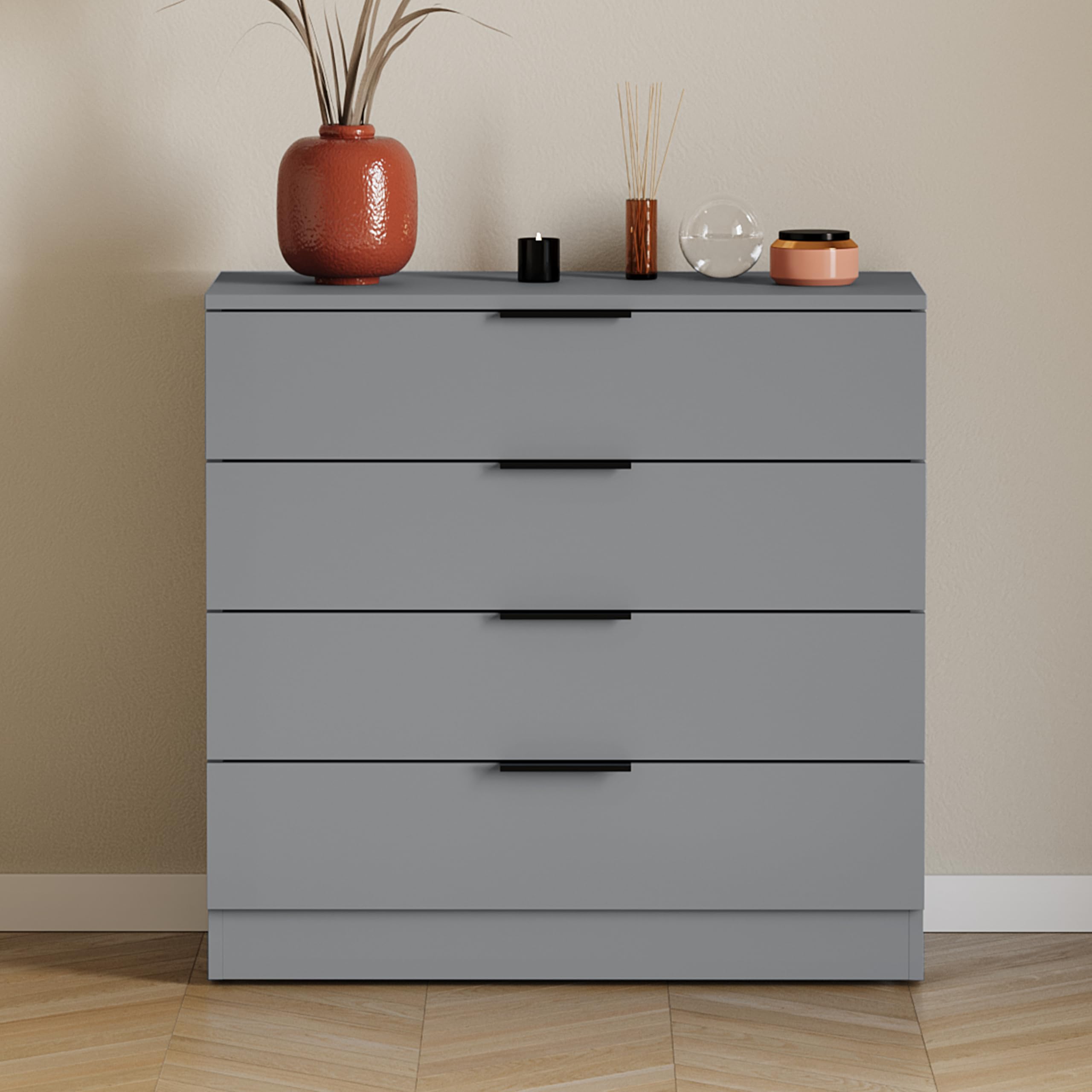 Vida Designs Trega 4 Drawer Chest of Drawers - Compact Grey Storage | 74H x 66W x 36D cm 3