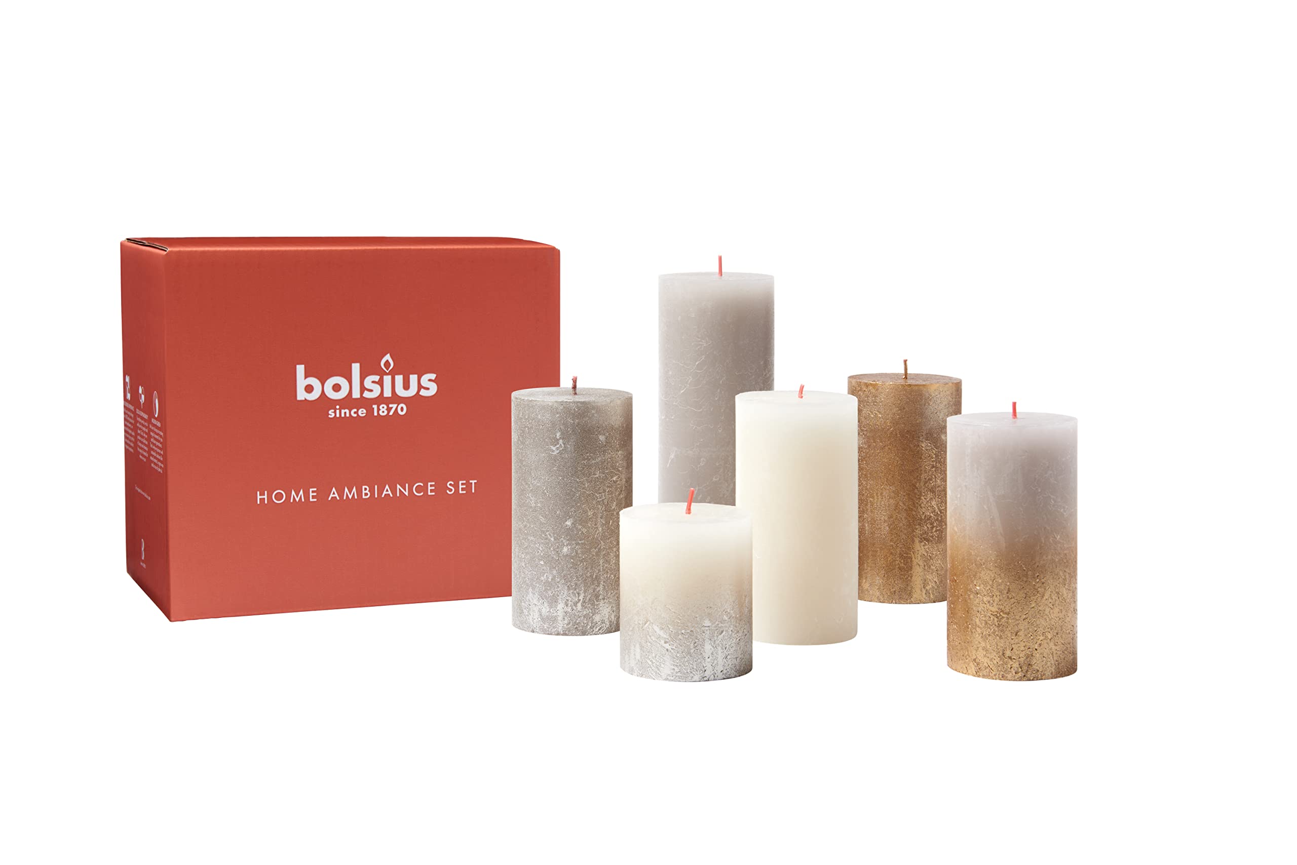 BOLSIUS Rustic Candle Gift Set - 6 Unscented Candles | Long Burning Time | Vegan Wax 3