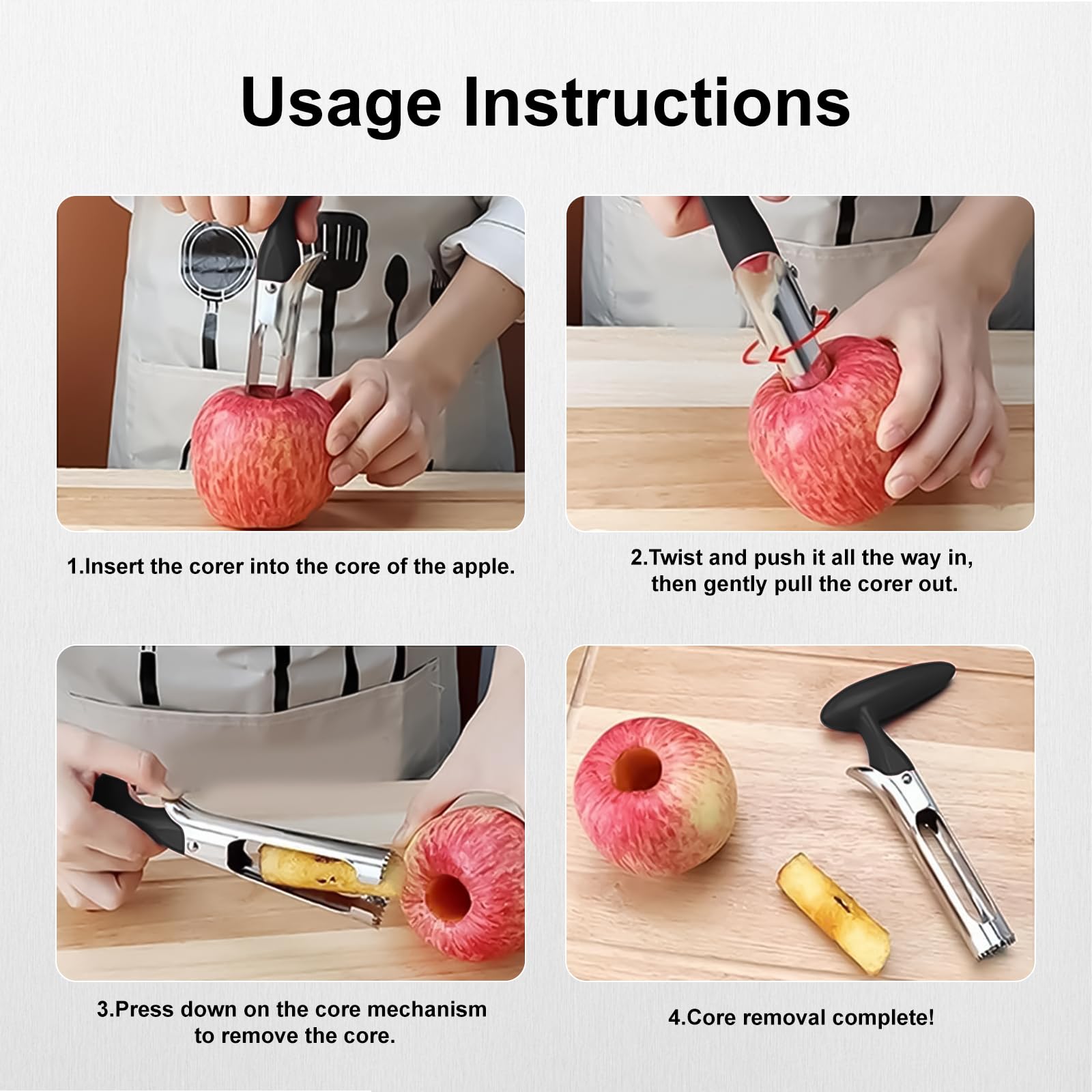 Lafefe Apple Corer Remover with Serrated Stainless Steel Blade and ABS Handle 4