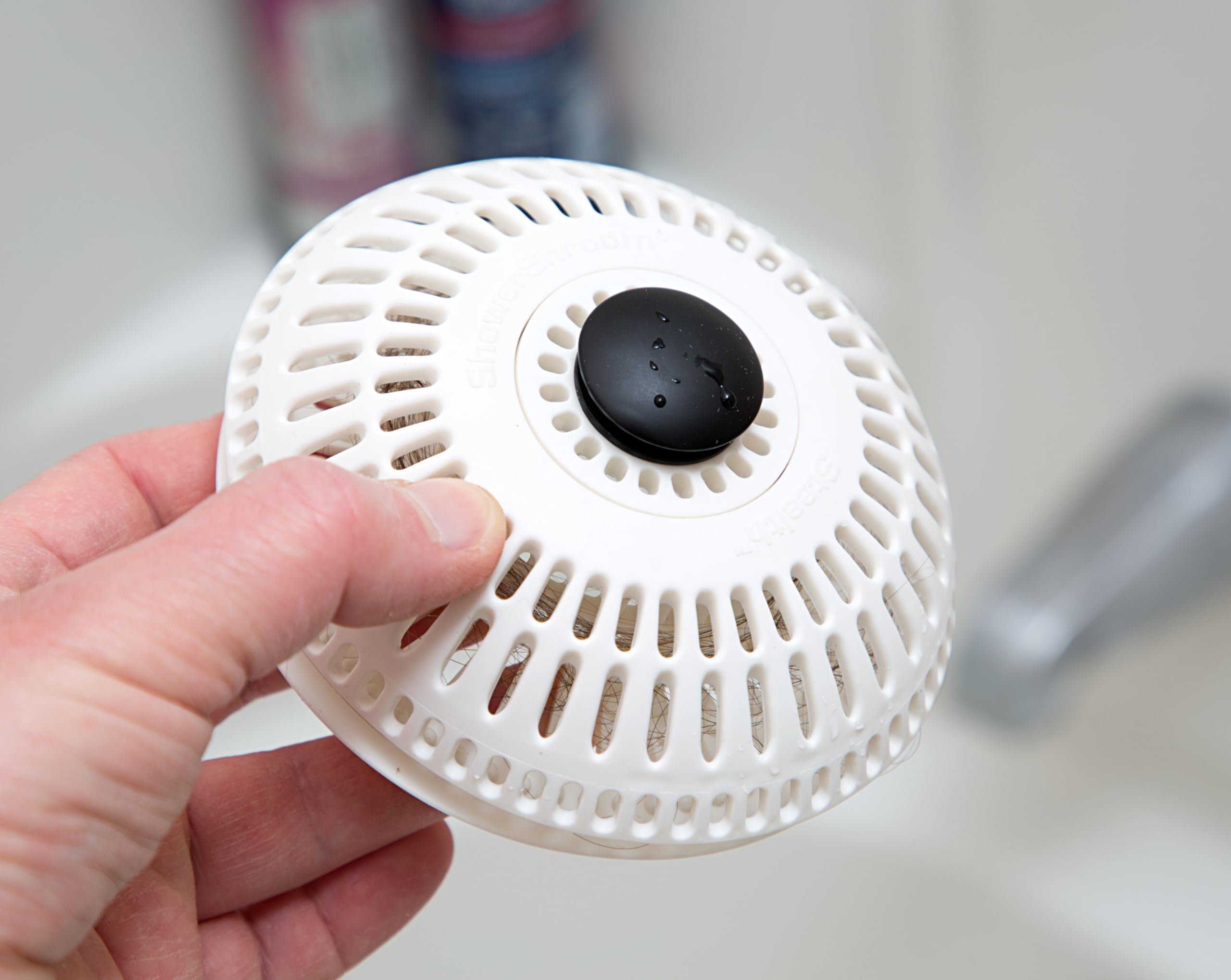 ShowerShroom Stealth Hair Drain Catcher - Catches Hair Out of Sight | Silicone | White 2