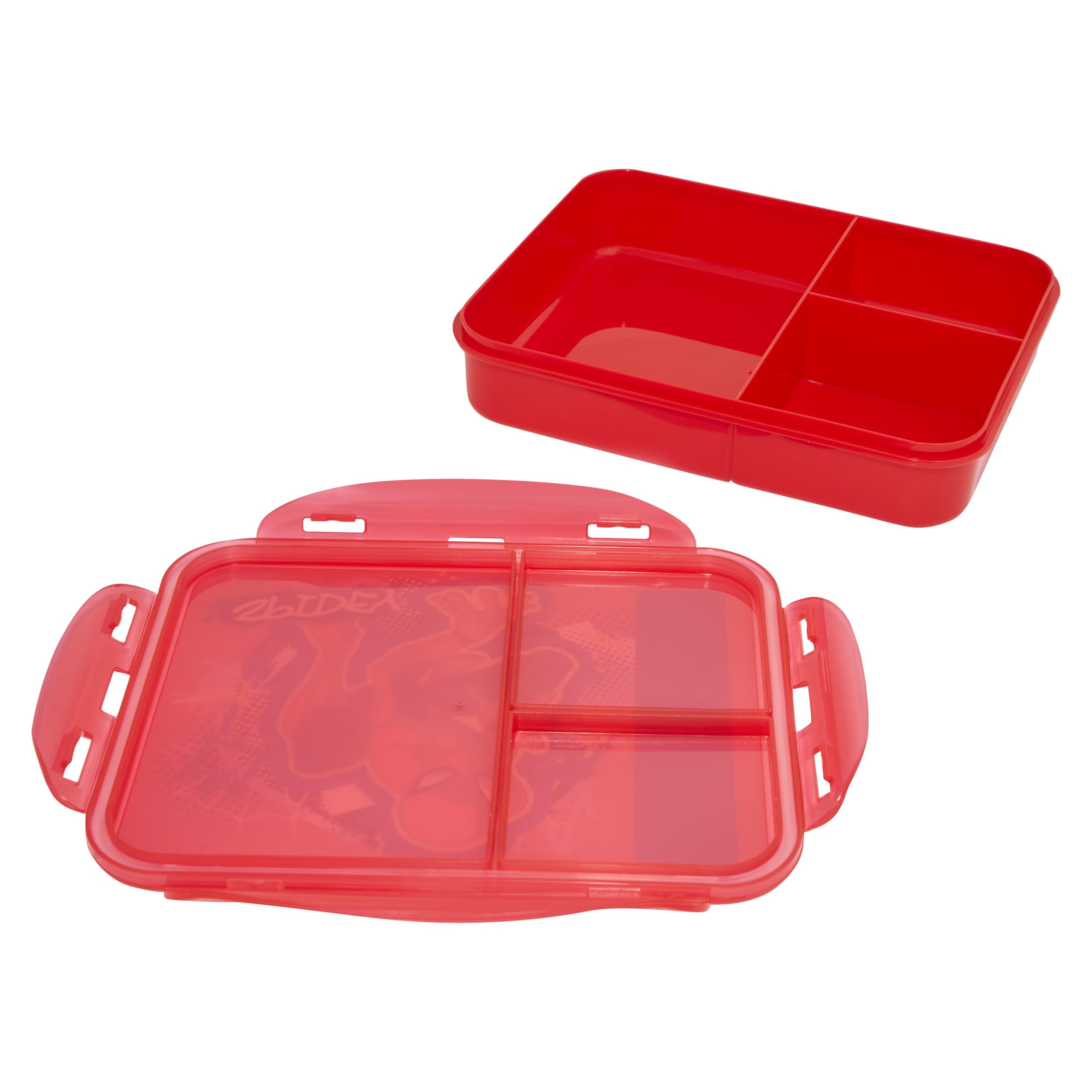 Marvel Spider-Man Street Lunch Box - 3 Compartments | Red Plastic | Personalize with Stickers 4