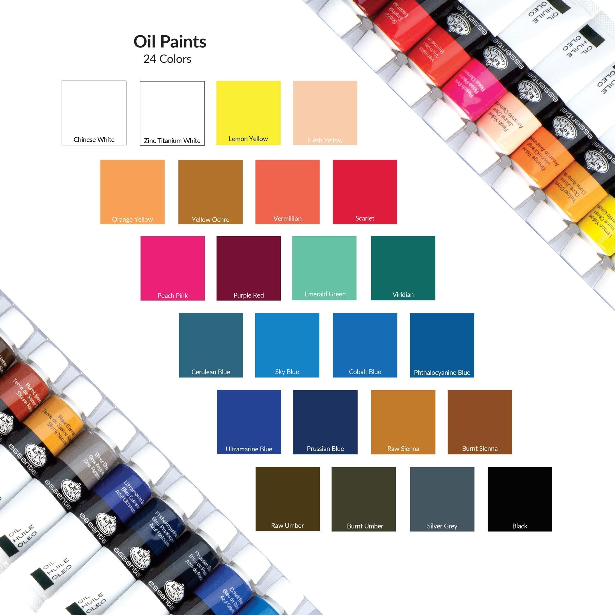Royal & Langnickel Oil Painting Colour Set - 24 Tubes x 12ml | Highly Pigmented | Medium Viscosity 3