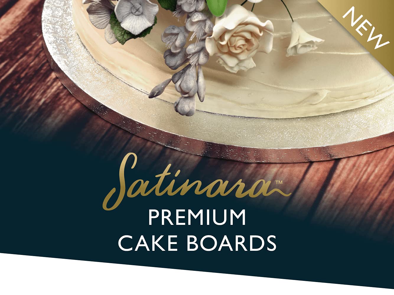 Satinara 12 Inch Round Cake Board - 12mm Thick Silver Foil Covered Drum | Single Pack 3