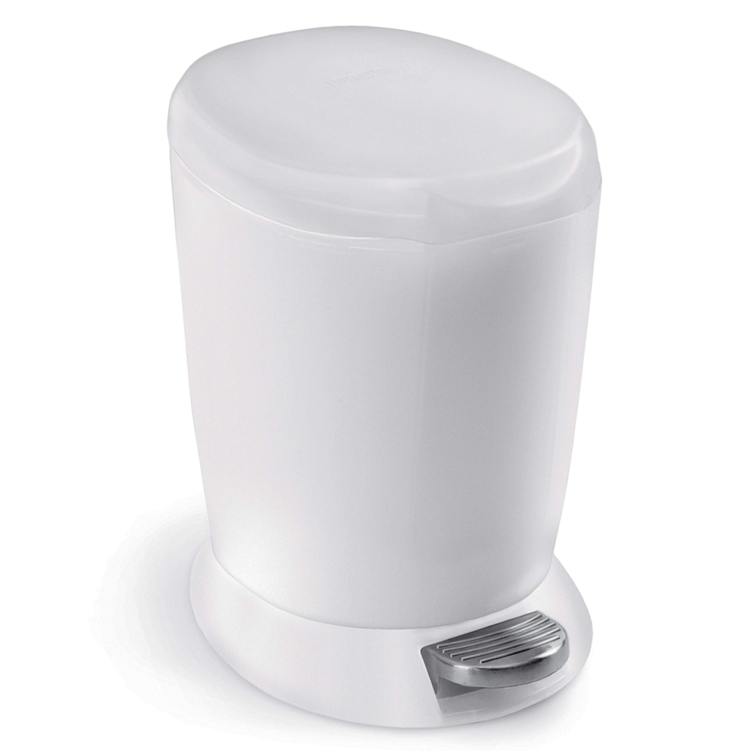 simplehuman CW1318 6L Round Pedal Bin - Strong Steel Pedal | Removable Inner Bucket | White Plastic 1