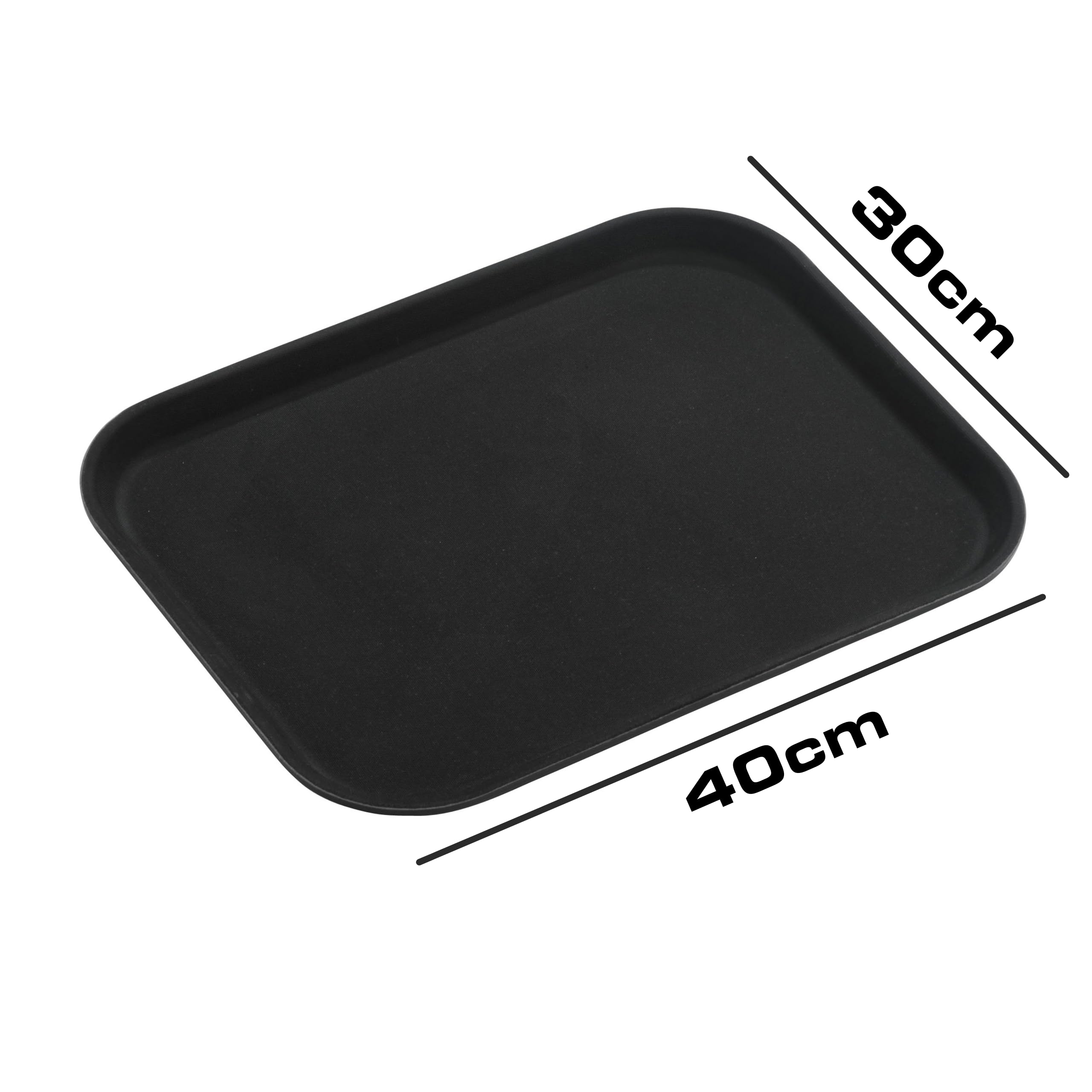 Grunwerg PN-1216 Plastic Rubberized Anti-Skid Serving Tray - Rectangular 40 x 30 cm, Black 5
