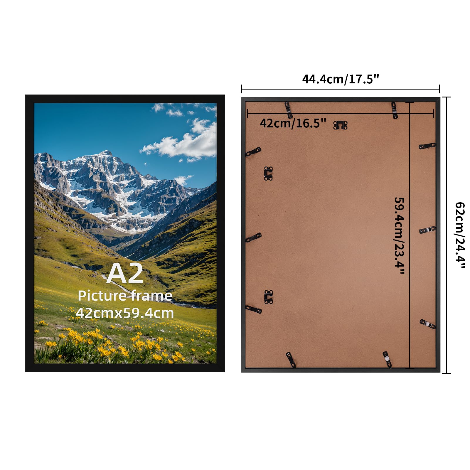 Ditwis A2 Picture Frame Black - Aluminium Photo Frame for Posters and Photos | Wall Mount Display 2