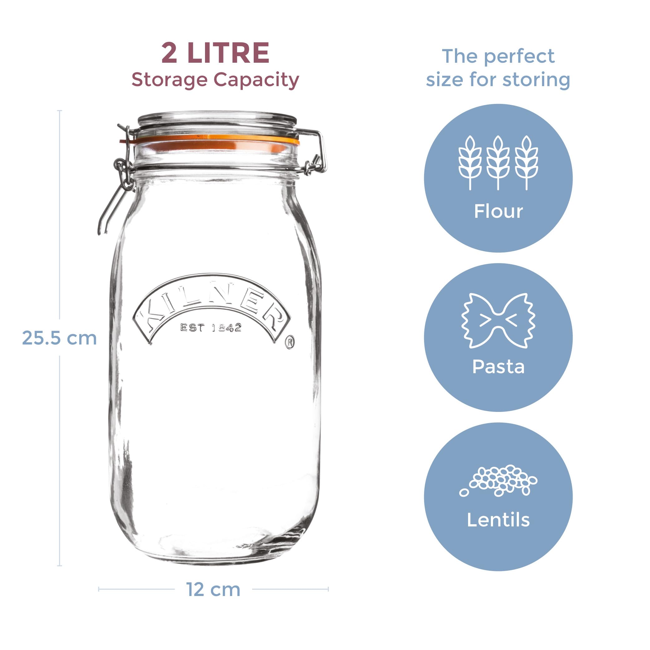 Kilner Clip Top Jar - 2 Litre Airtight Glass Storage for Preserving & Pantry | Dishwasher Safe 5