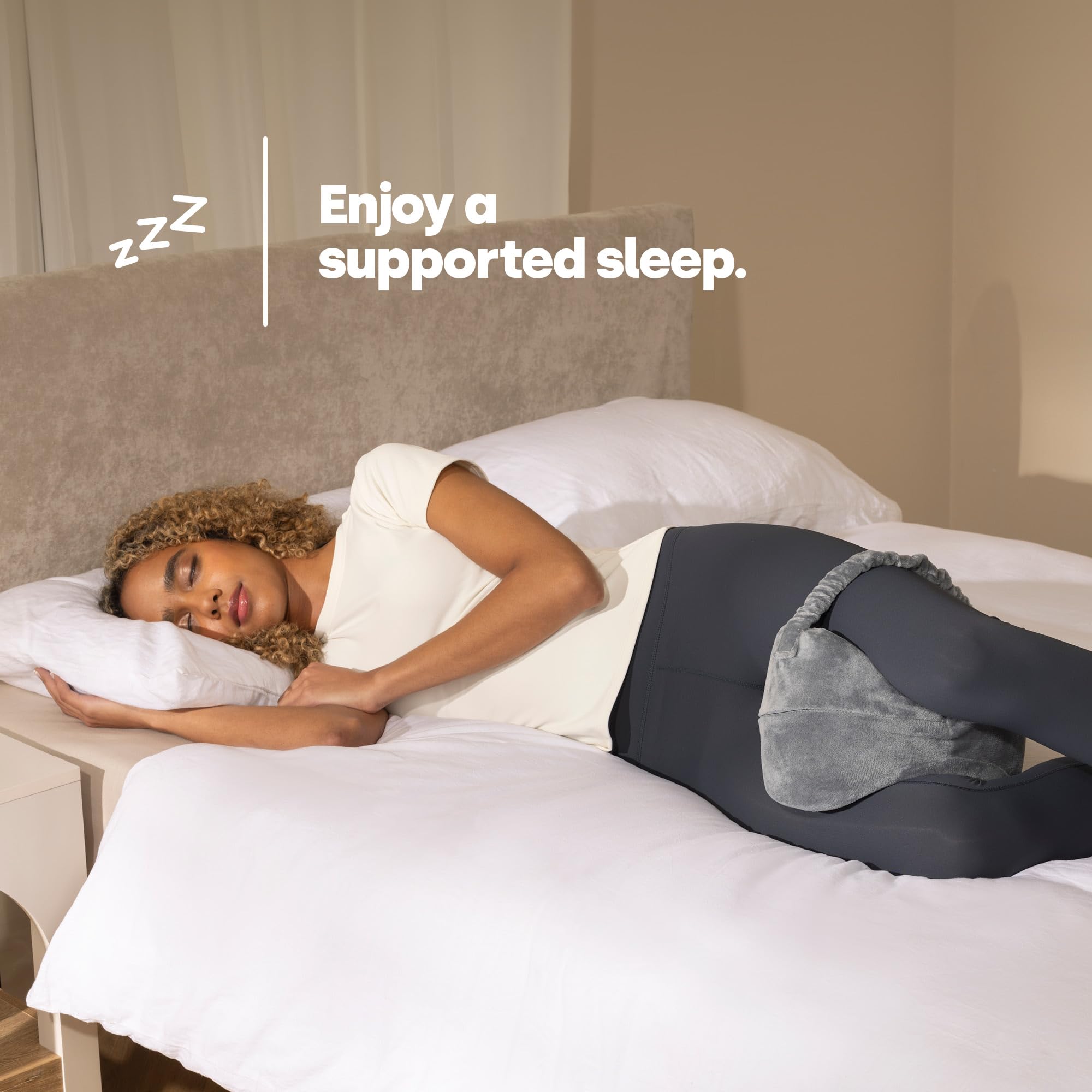 LIVIVO Comfortable Memory Foam Leg Knee Pillow - Orthopaedic Support | Adjustable Strap | Grey 3