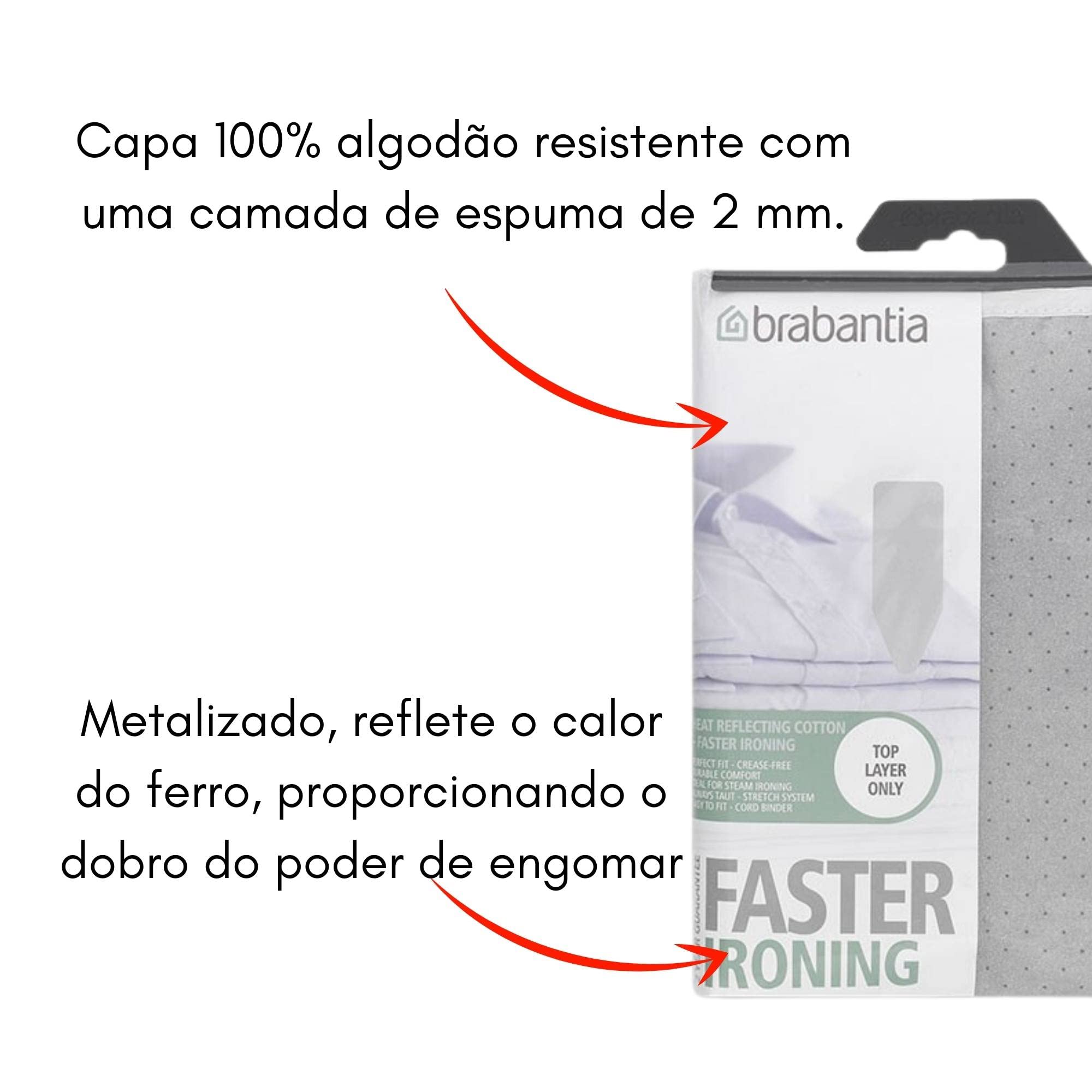 Brabantia Heat-Resistant Ironing Board Cover - Metallised Cotton, 2mm Foam, Size D (135x45cm) 3