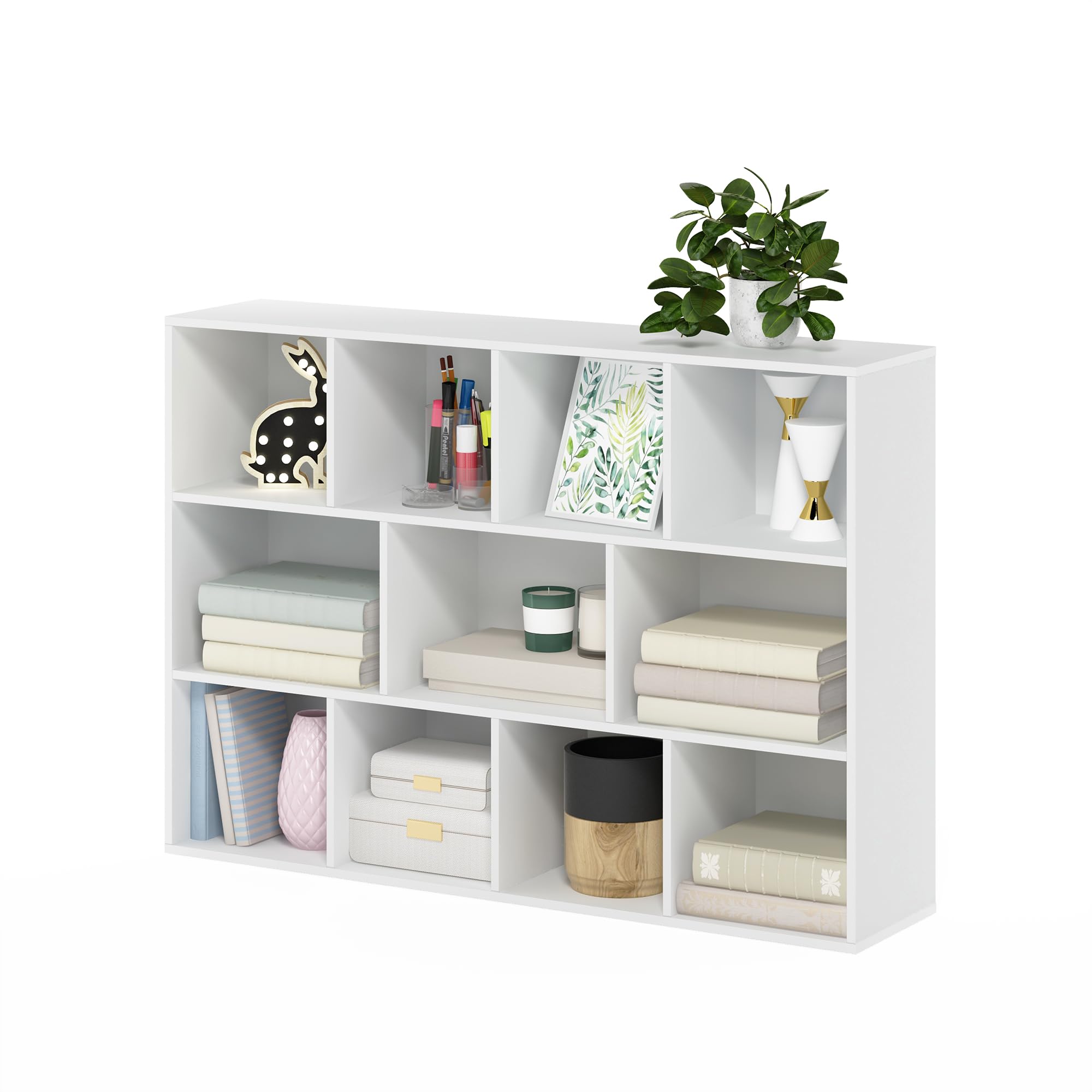 Furinno LUDER 11-Cube Book Shelf - Reversible Design | White Engineered Wood | 29.1" W x 41.7" H 6