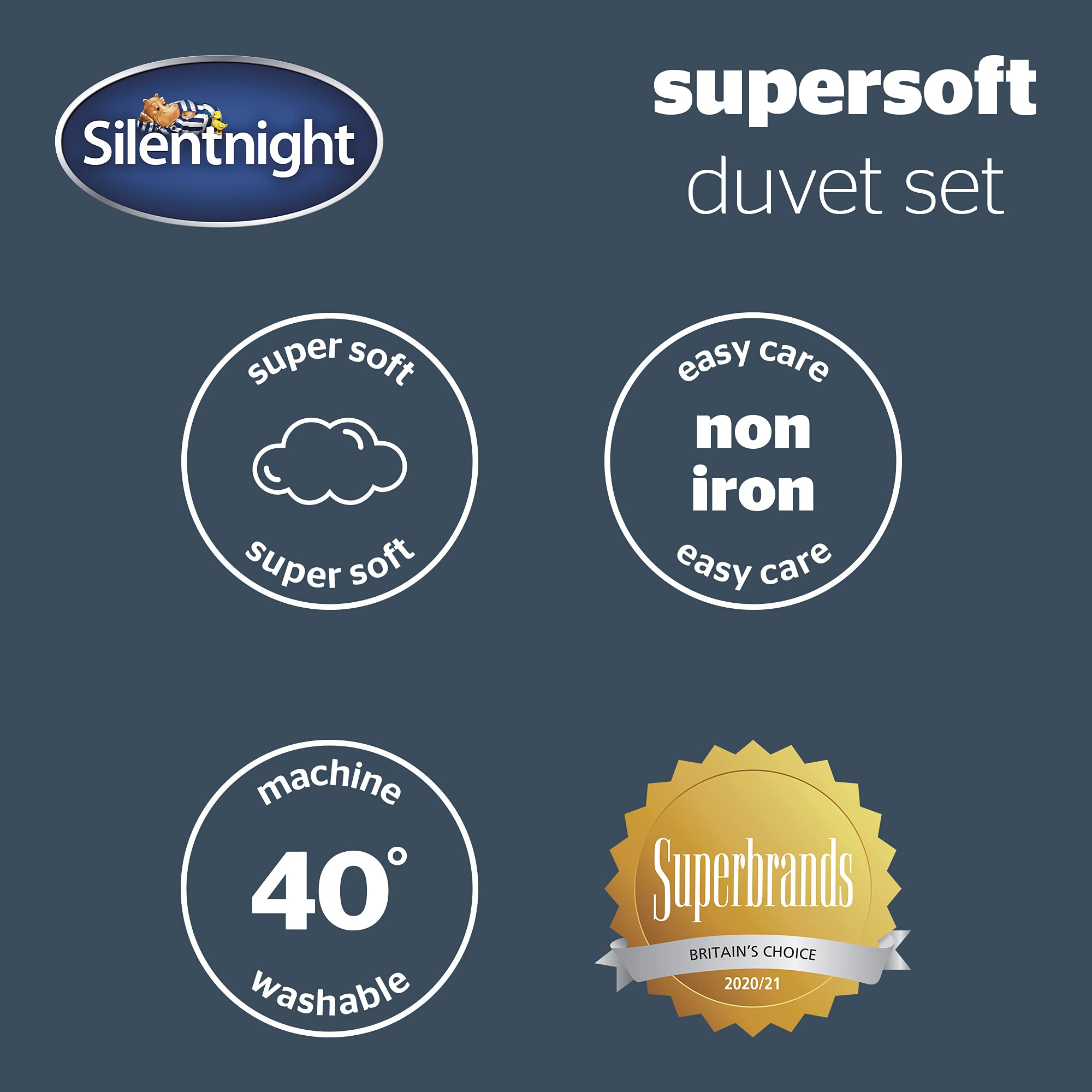 Silentnight Supersoft Microfibre Duvet Cover Set - King Size | 3 Piece Set | White 8