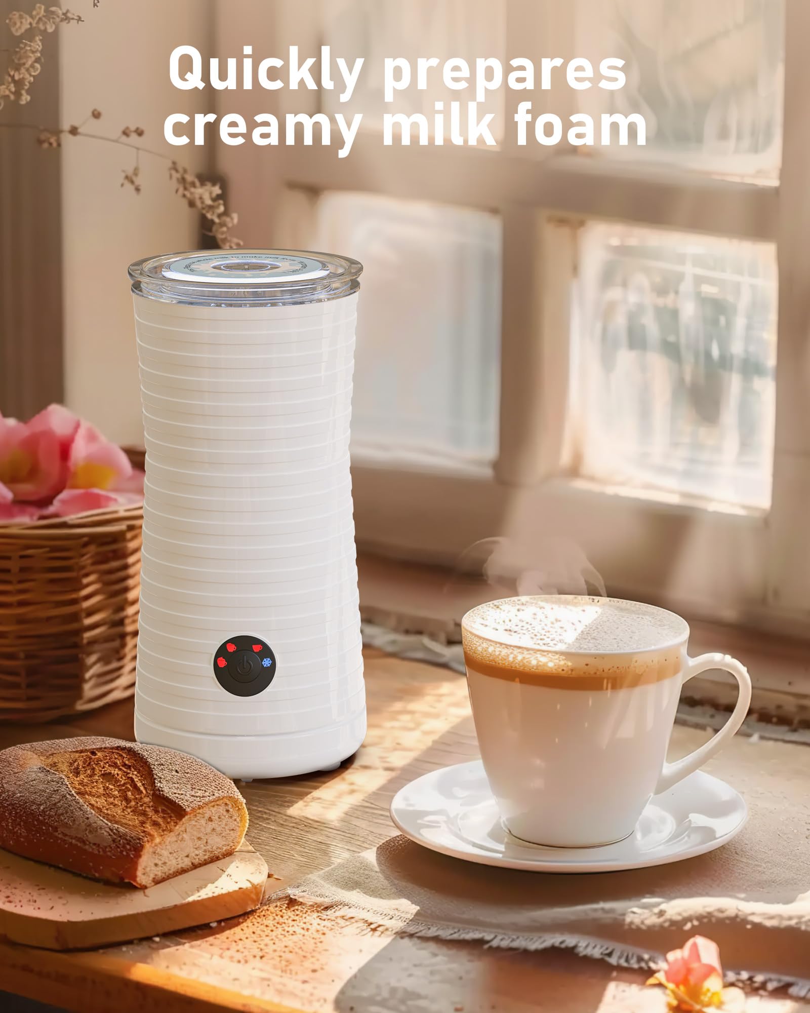 morpilot Automatic Milk Frother - 4 in 1 Hot/Cold Frothing | 400W Quiet Operation | Stainless Steel 4