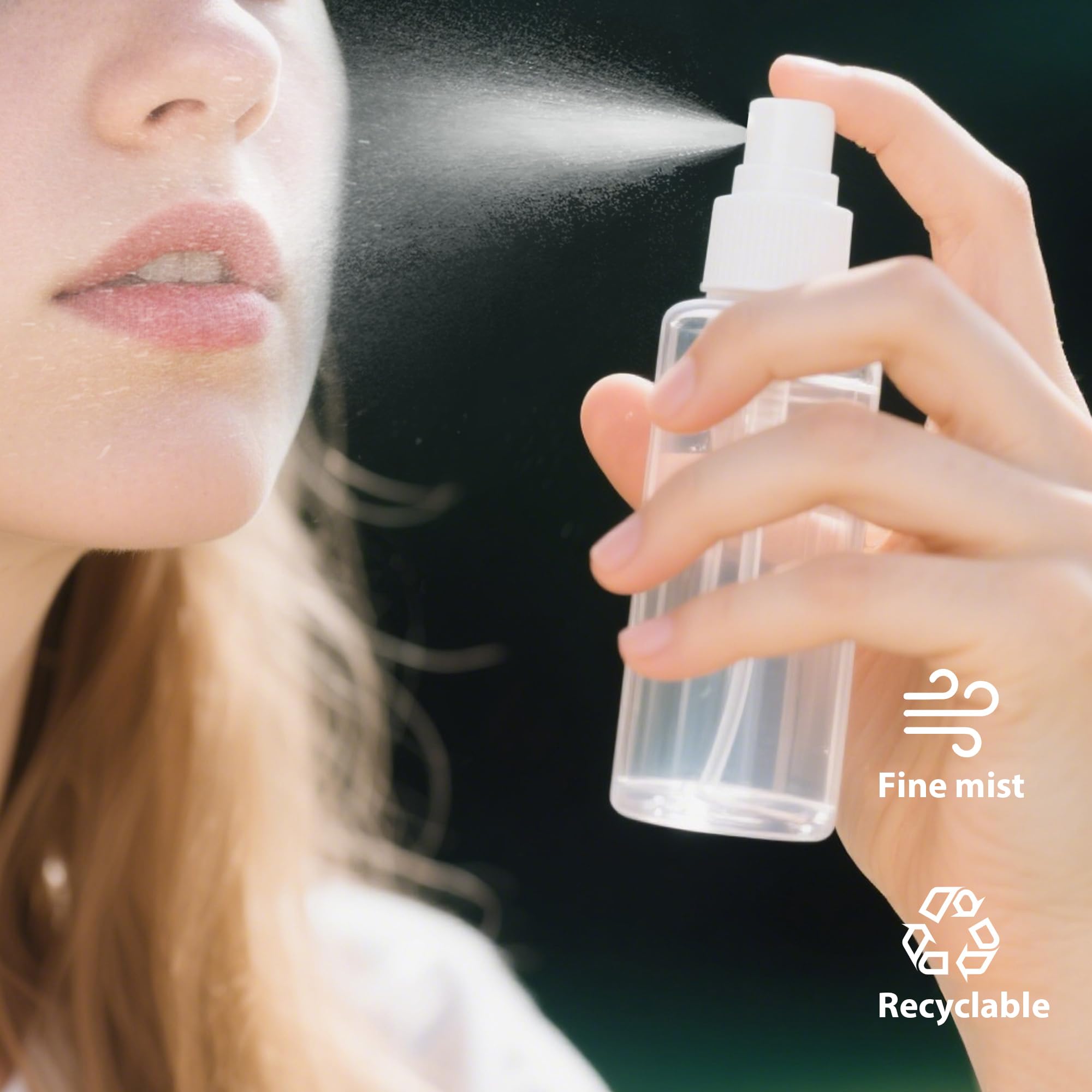 Vonsera 10-Pack 100ml Clear Travel Spray Bottles - Refillable Plastic Mist Atomizers 6