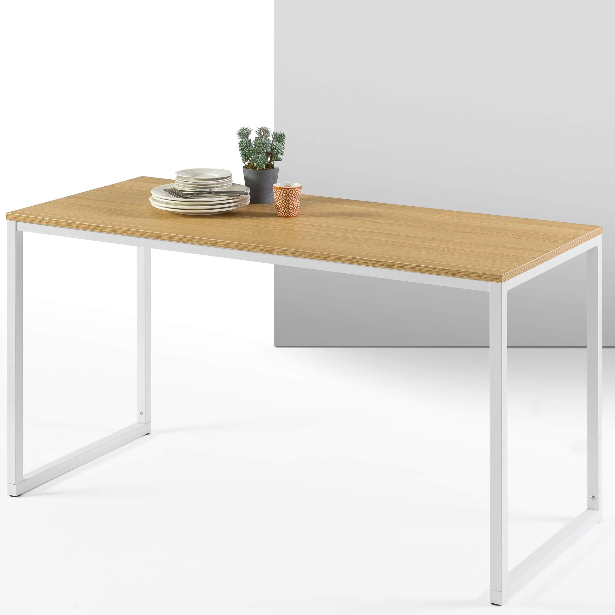 Zinus Jennifer Home Office Desk - Metal Frame, Wood Top | 140 x 61 x 74 cm | Natural Finish