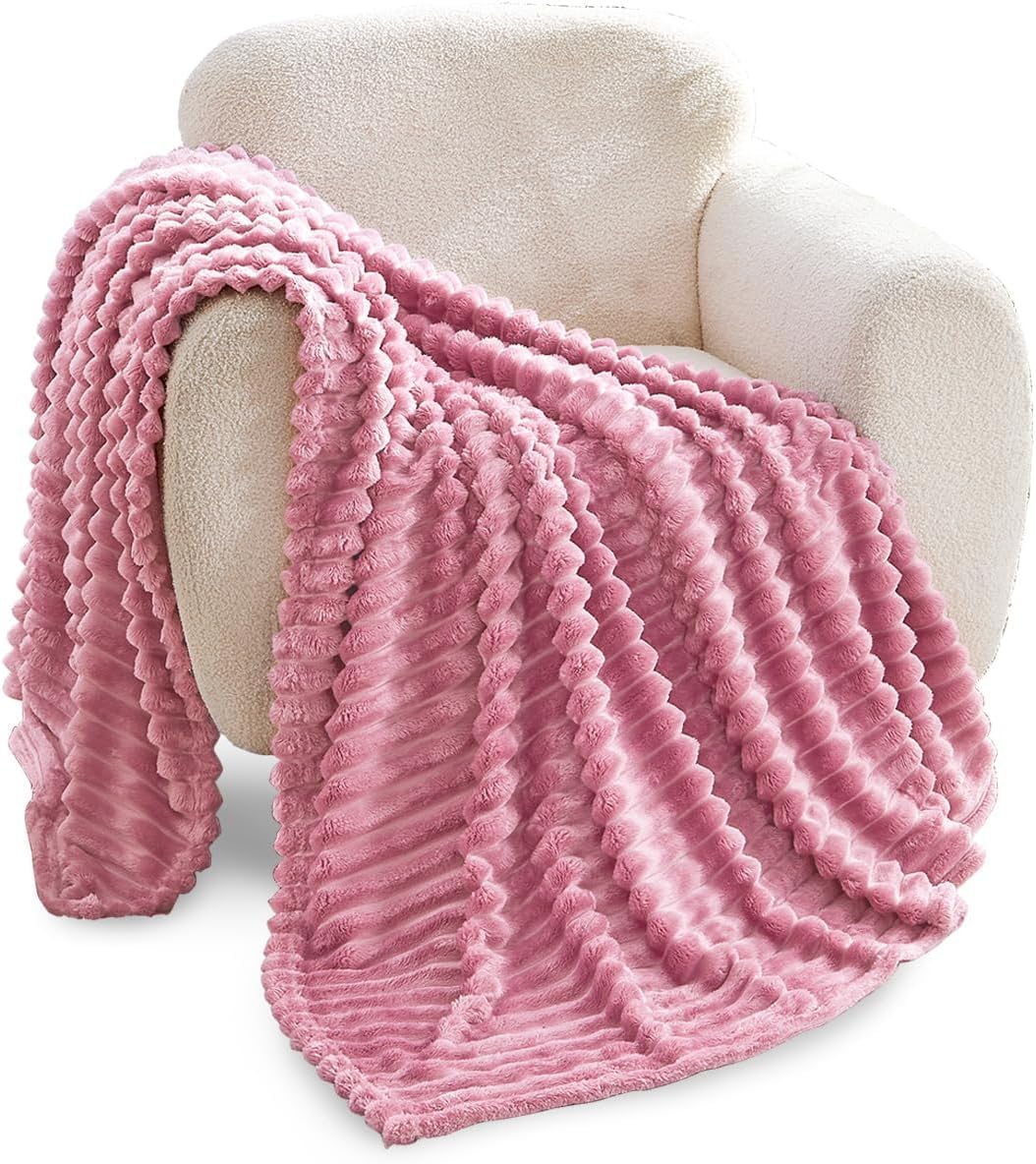 GC GAVENO CAVAILIA Double Fleece Throw Blanket | 150x200 cm | Blush Pink | Polyester 1