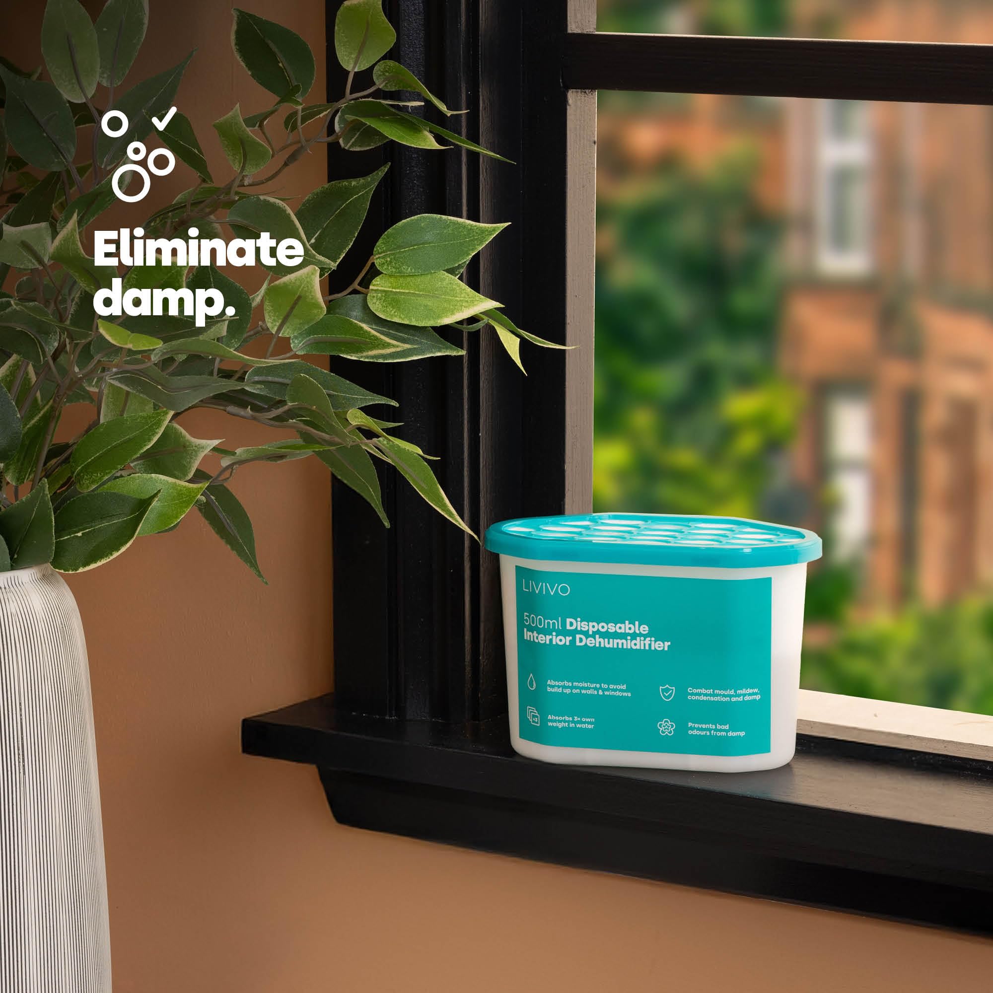 LIVIVO Disposable Dehumidifiers - 500ml Capacity, 10 Pack | Calcium Chloride Moisture Absorber 2