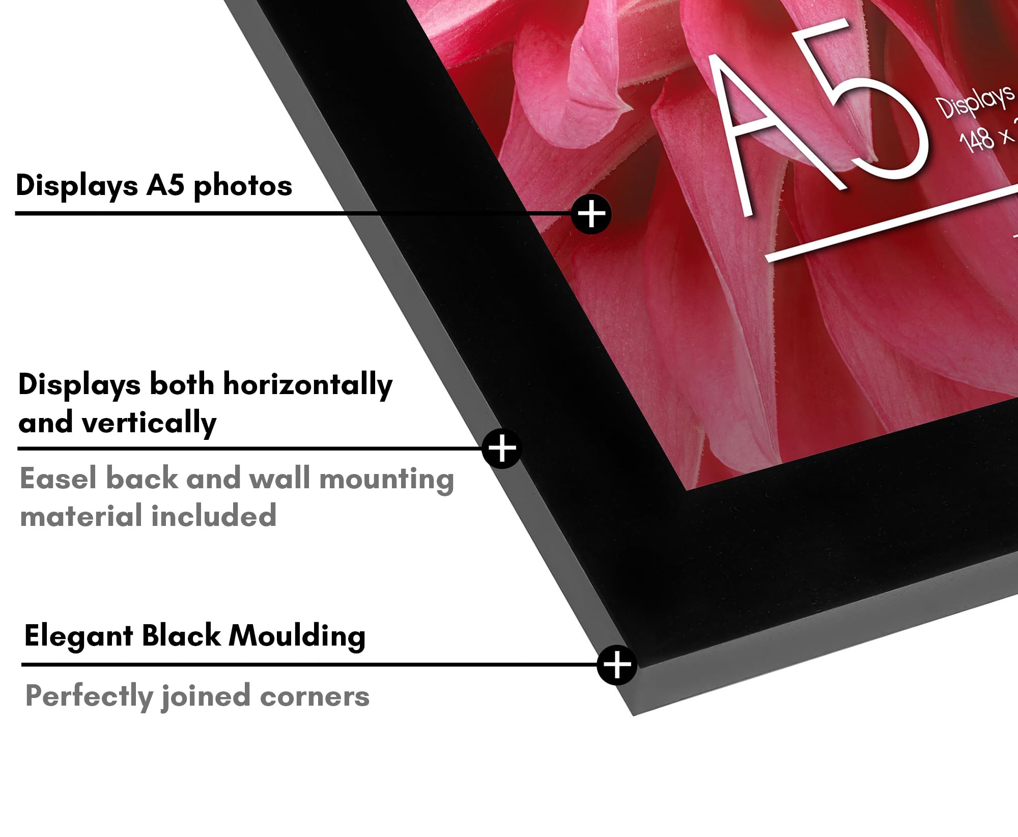 Americanflat A5 Picture Frames in Black - Set of 2 | Engineered Wood | Shatter Resistant Glass | Wall & Tabletop Display 3