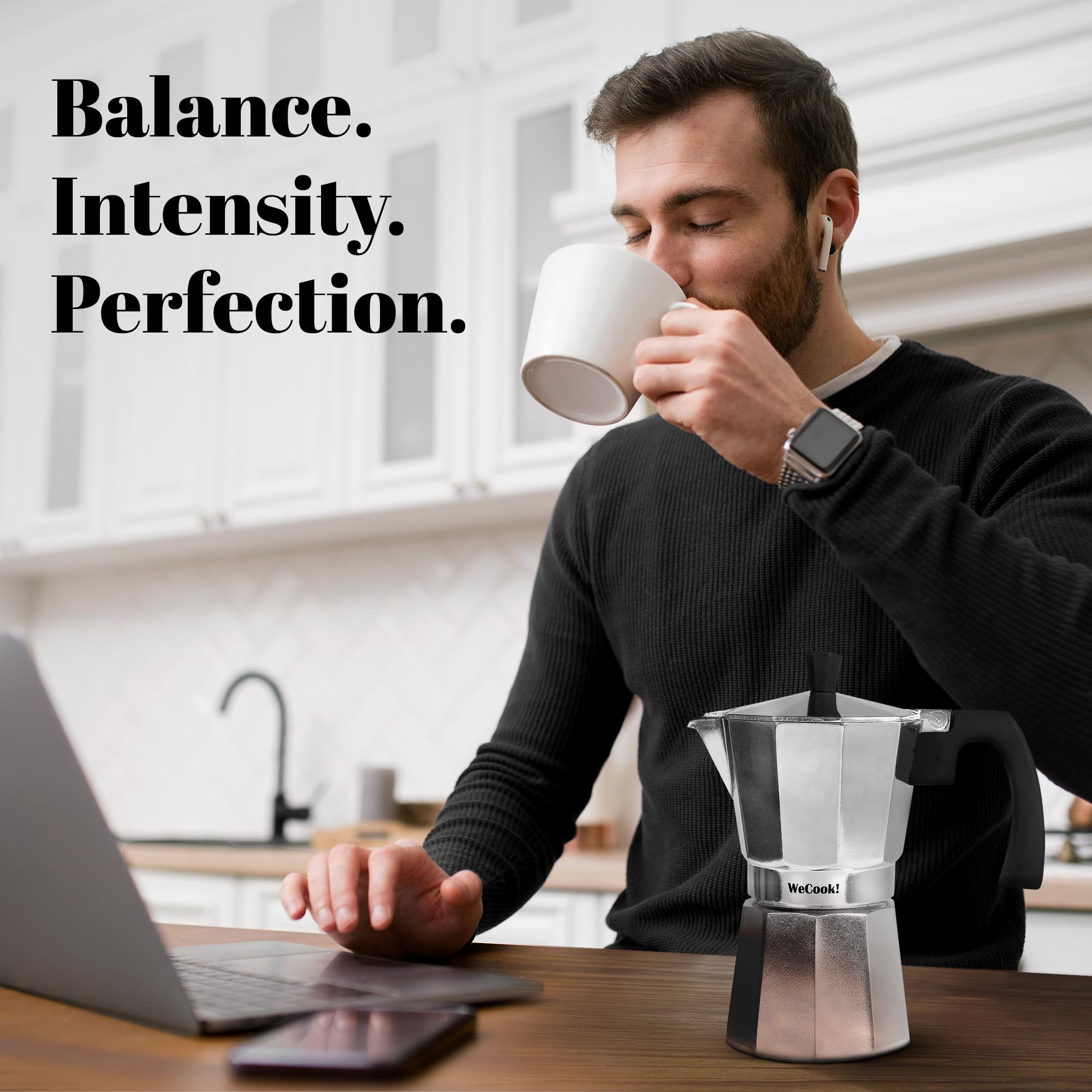 WECOOK! Paola Italian Moka Pot Espresso Maker - 1 Cup Capacity | Aluminum | Gas, Electric & Ceramic Hobs (Not Induction) 9