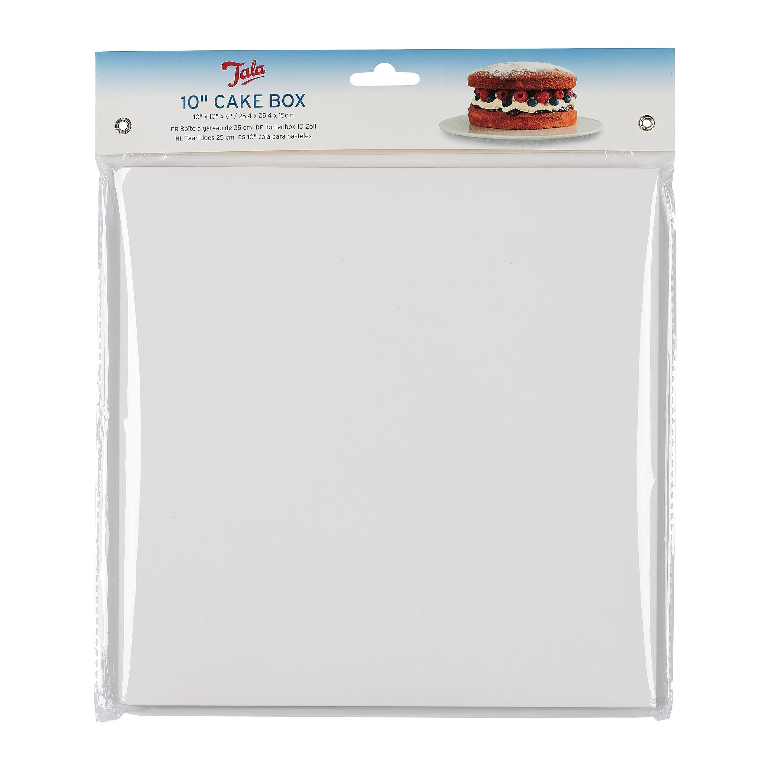 Tala White Cardboard Cake Box - 10 x 10 x 6 Inch | Sturdy Storage & Transport for Cakes and Pastries 2