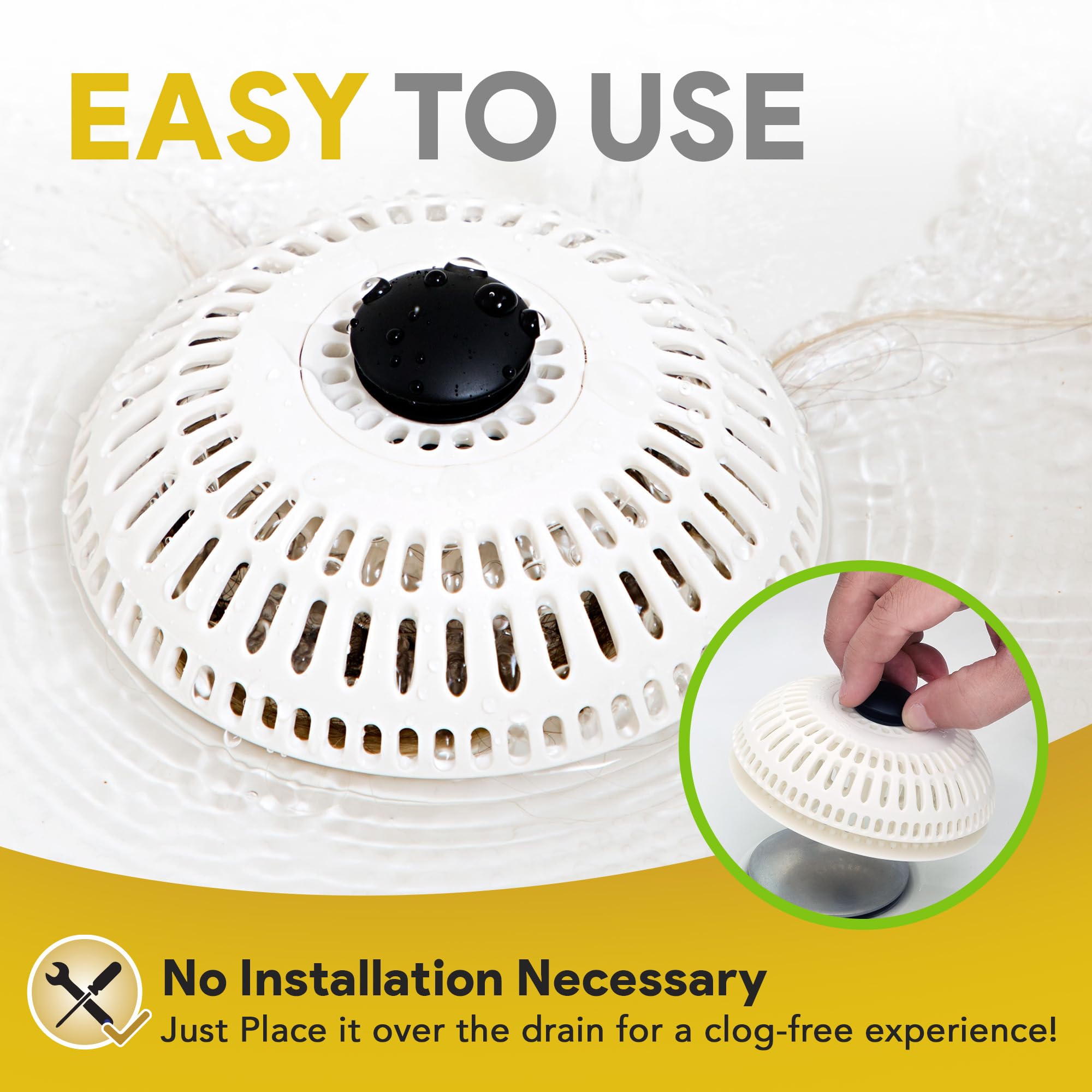 ShowerShroom Stealth Hair Drain Catcher - Catches Hair Out of Sight | Silicone | White 5