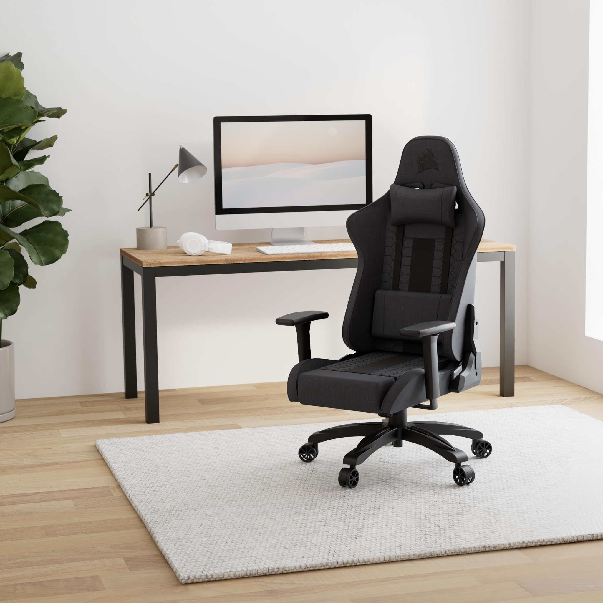 Corsair TC100 RELAXED Gaming Chair - Fabric, Grey & Black | Adjustable Height, Lumbar Support 2