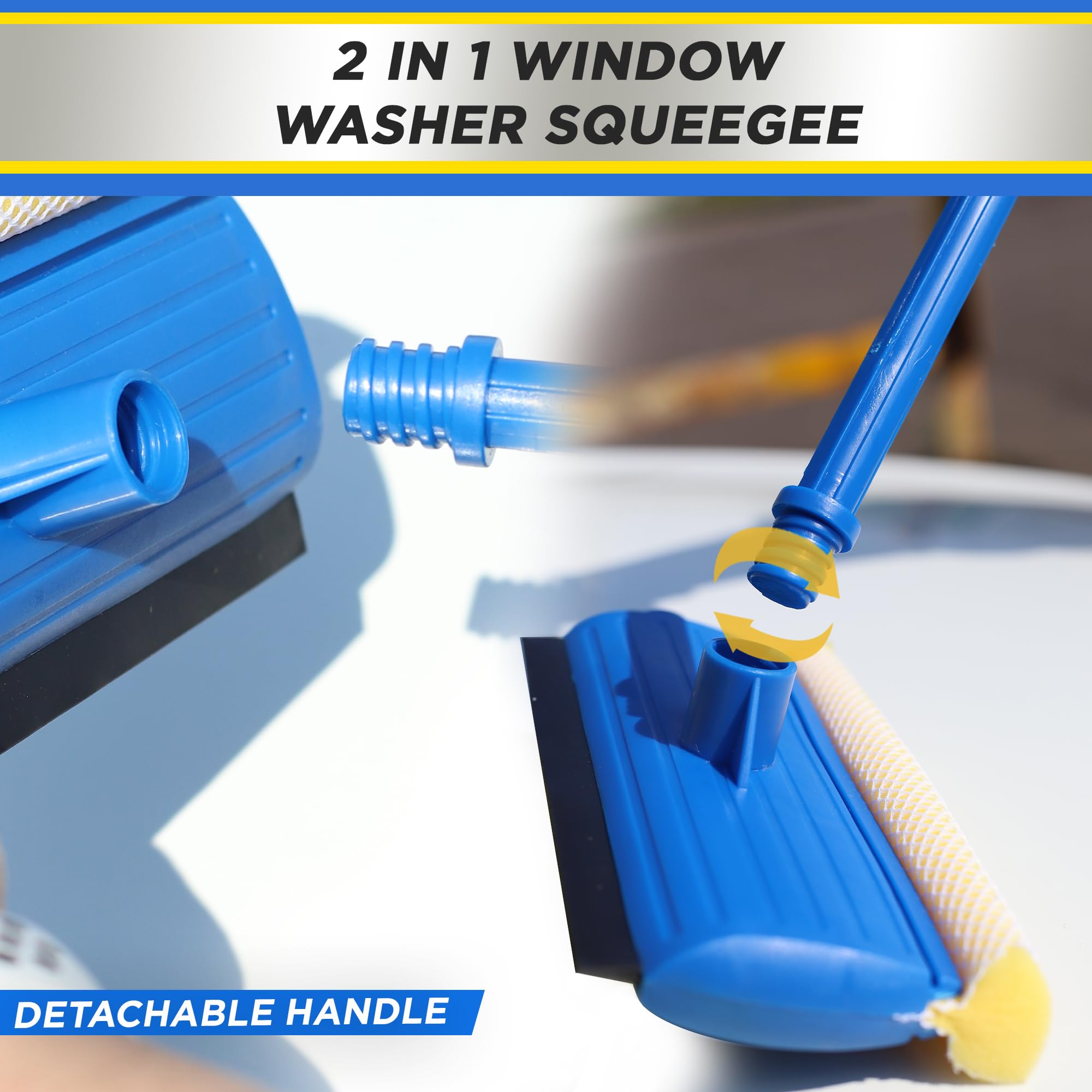 Goodyear 2 In 1 Window Squeegee | Flexible Rubber Blade | Netted Sponge Scrubber 5