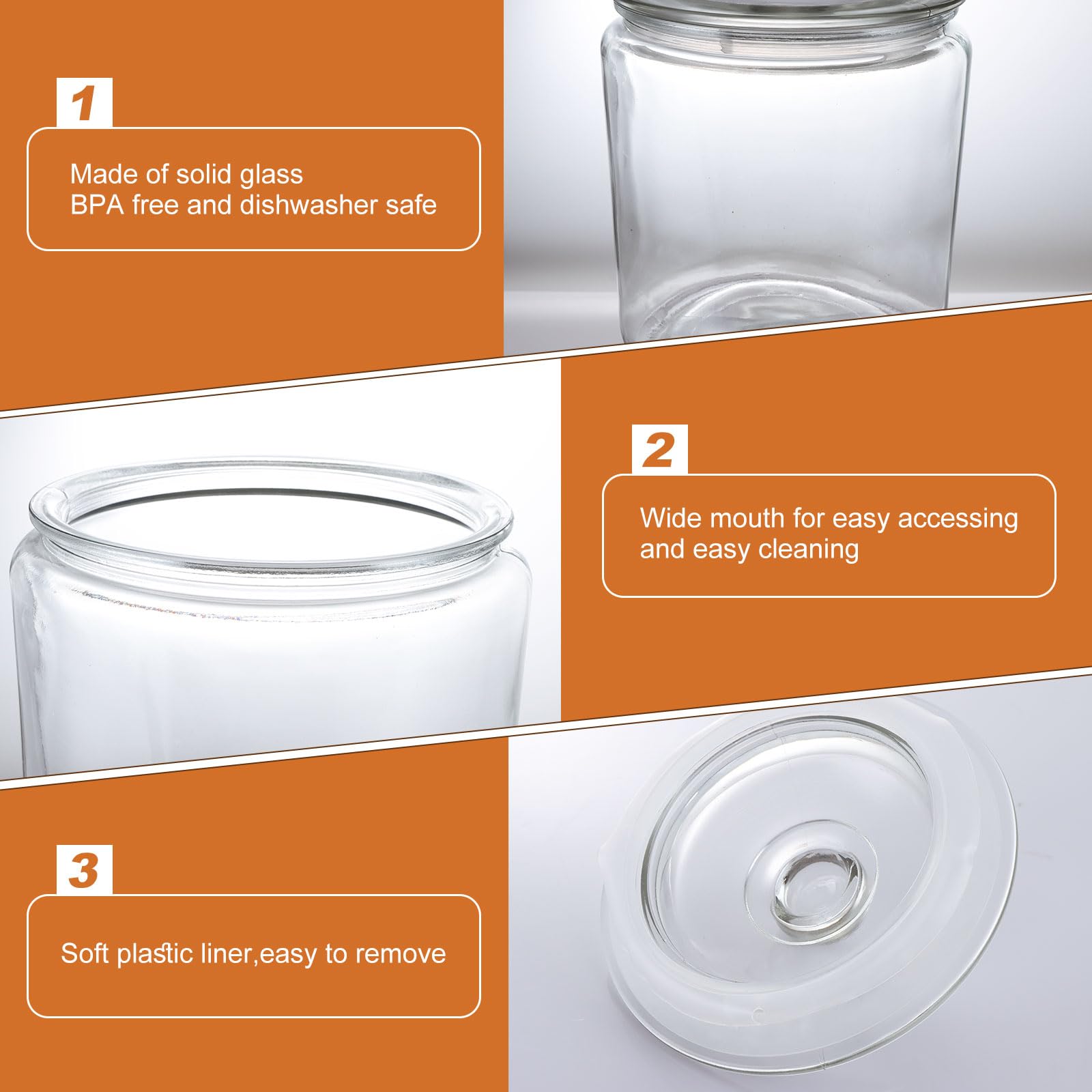 ASelected Glass Storage Jar 4L Airtight Lid for Dry Foods, Pasta, Sweets | 17x25cm 5
