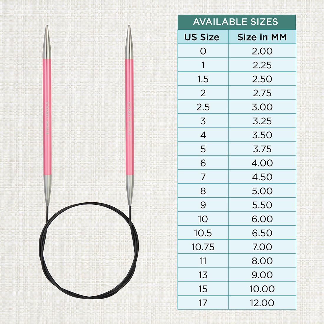 KnitPro Zing Fixed Circular Knitting Needles - 80cm Length, 6.50mm Size, Aluminium 4