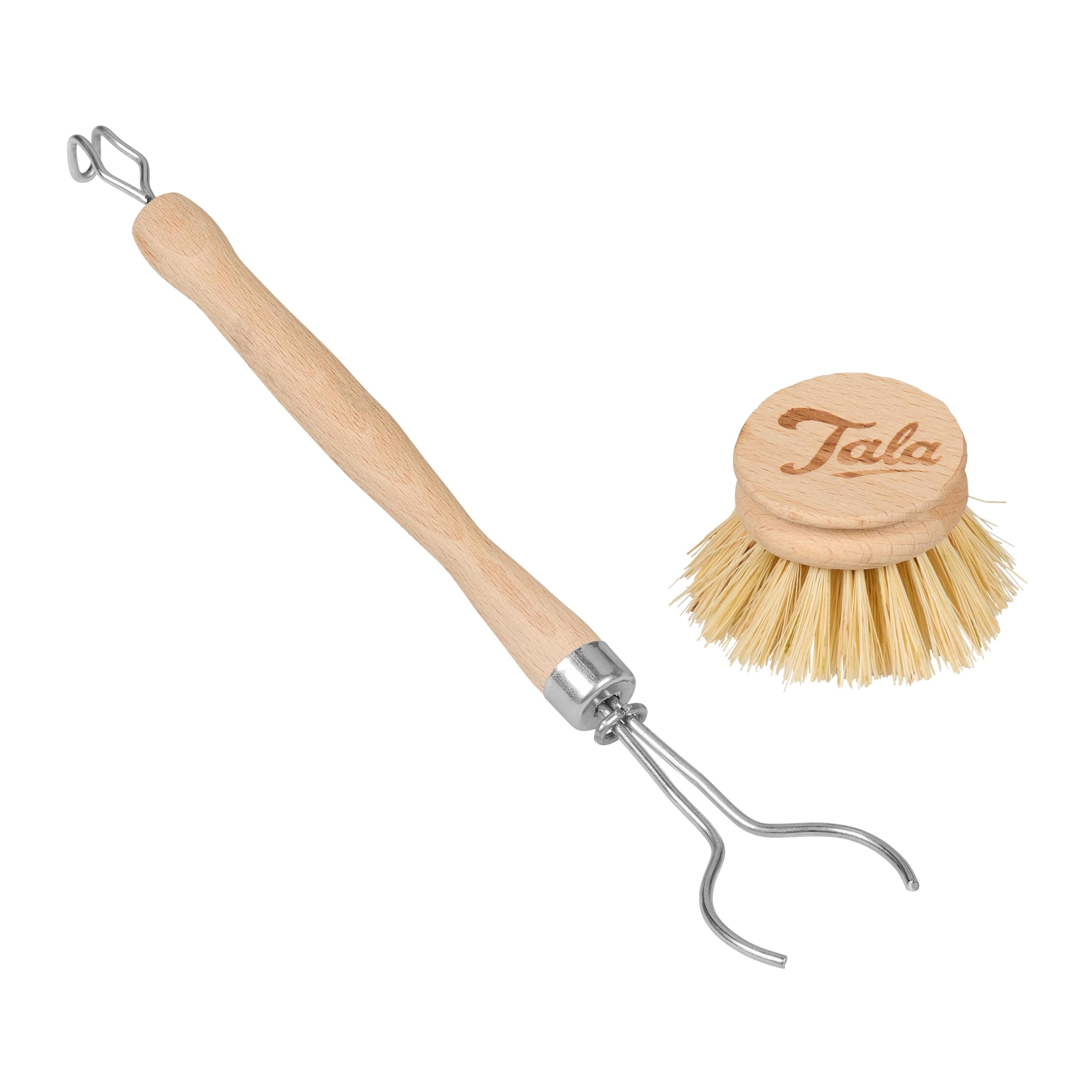 Tala Wooden Dish Brush with Tough Nylon Bristles and Removable Head | Natural Color 3