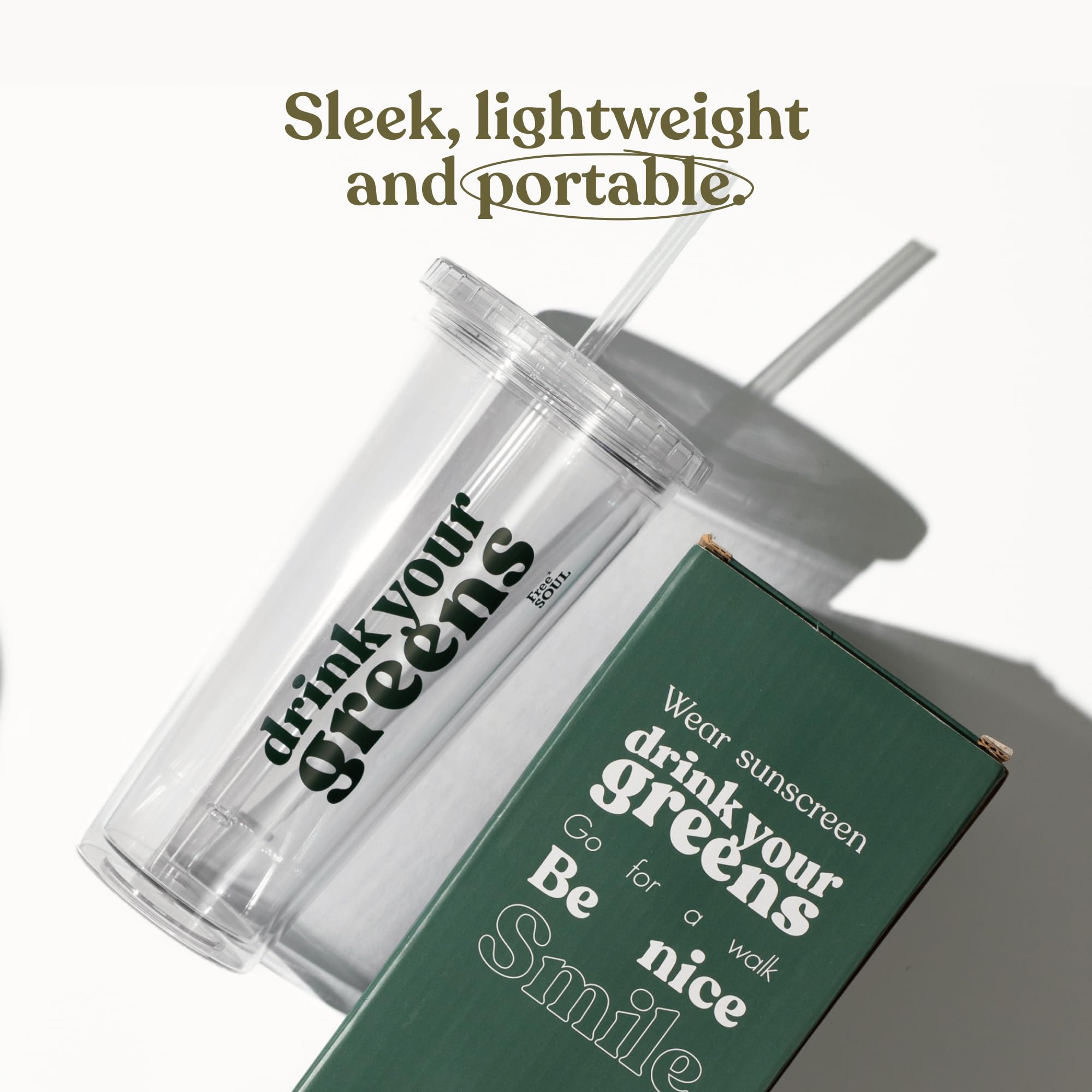 Free Soul Portable Tumbler - 750ml Capacity | Leak Proof Straw Lid | Greens Sip Cup 7