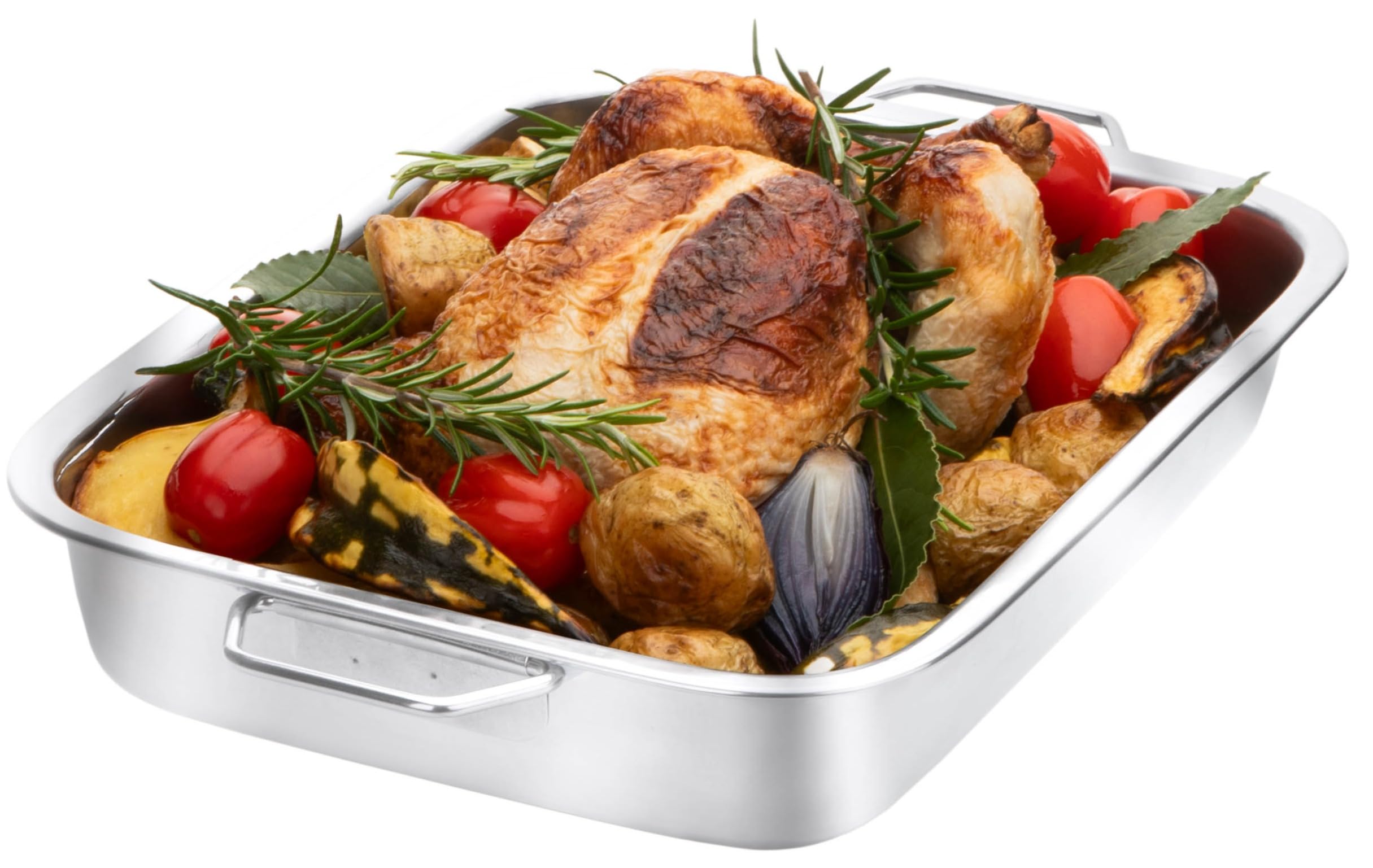 Pendeford Stainless Steel Roasting Tray with Rack - 30cm Deep Roaster, Oven Safe Bakeware 2