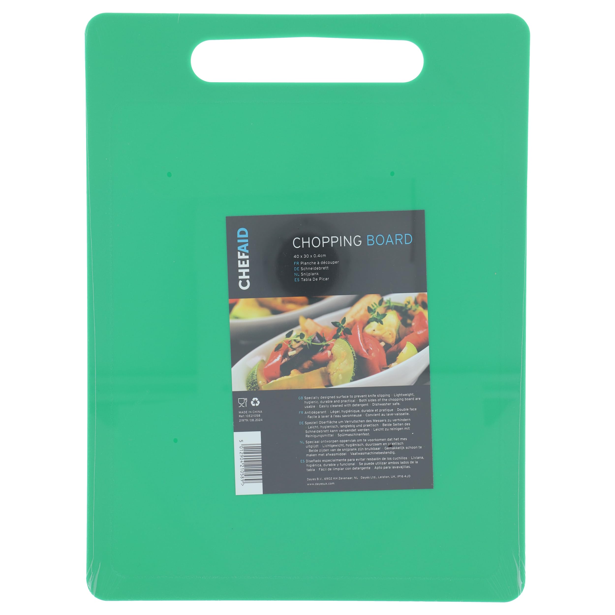 Chef Aid Large Green Poly Chopping Board - Food Grade Plastic, Non-Slip, Dishwasher Safe | 40 x 30cm 1
