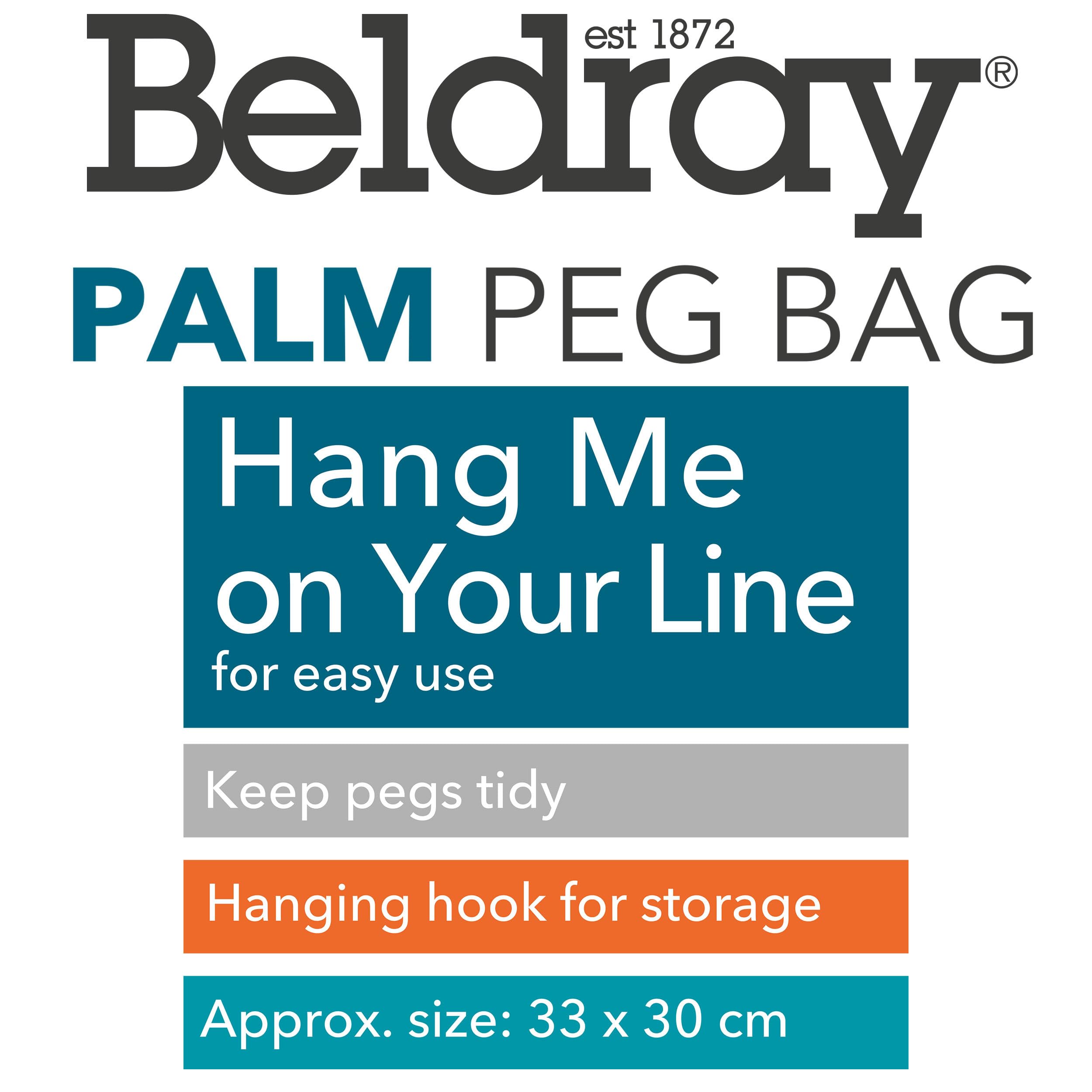 Beldray Palm Leaf Print Peg Bag - Holds up to 100 Pegs | Reusable Indoor/Outdoor Storage | 33 x 30 cm 3