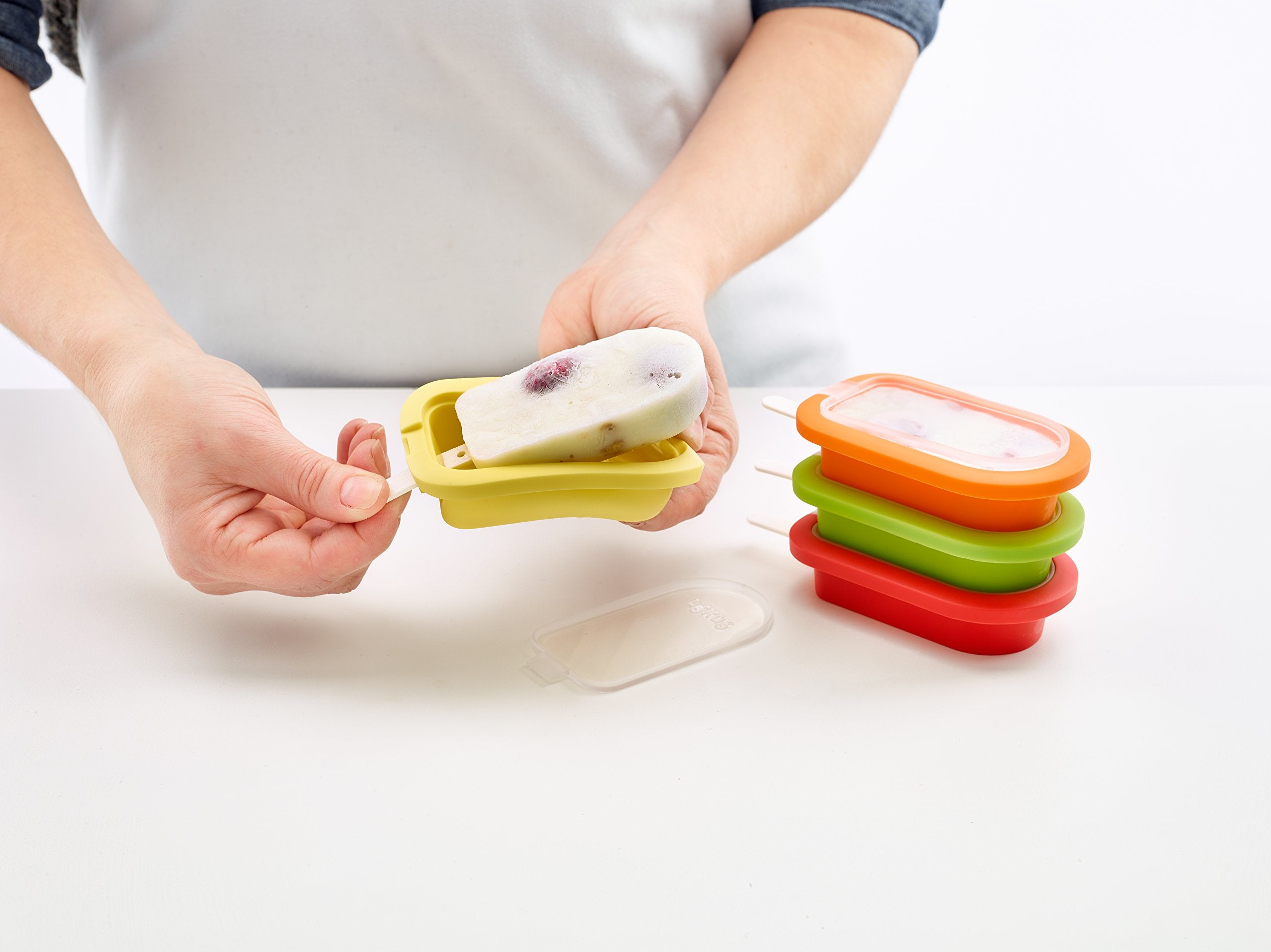 Lékué Stackable Ice Lolly Moulds - Mini, 4 Pieces, Multi-Colour Silicone | 60ml Capacity 7