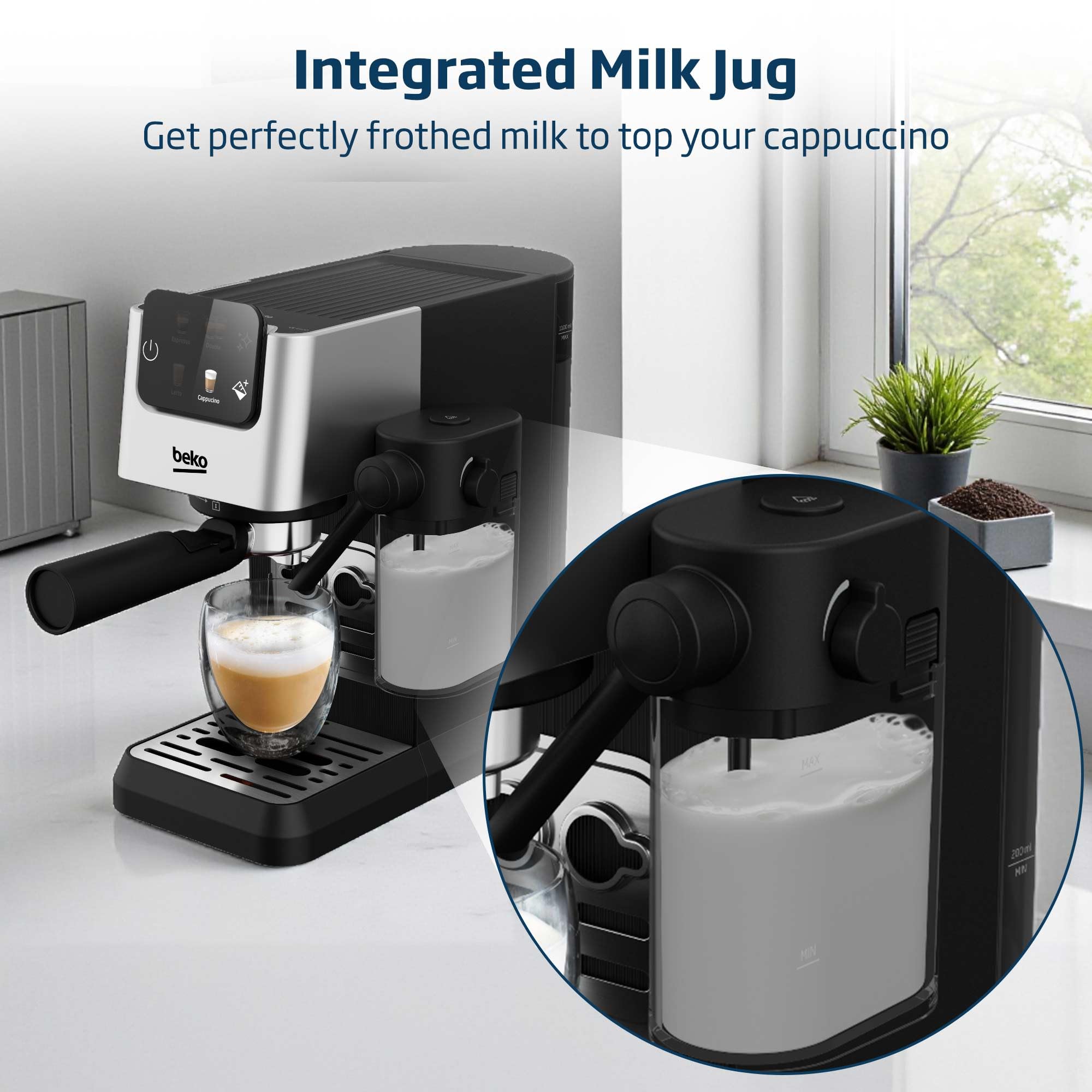 Beko CaffeExperto CEP5304X Semi Automatic Espresso Machine | 15 Bar Pressure | Colour Touch Display | Silver 8