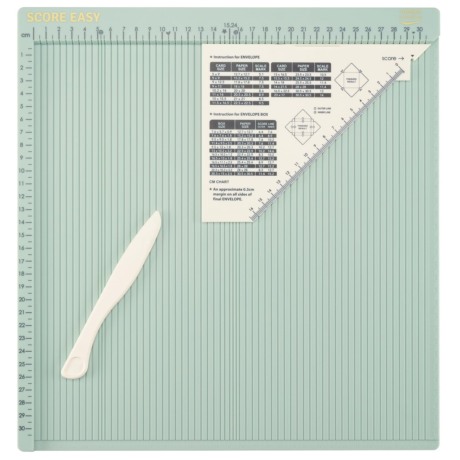 Vaessen Creative Easy Scoring Board CM with Bone Folder | 30.5 x 30.5 cm Scoring Area